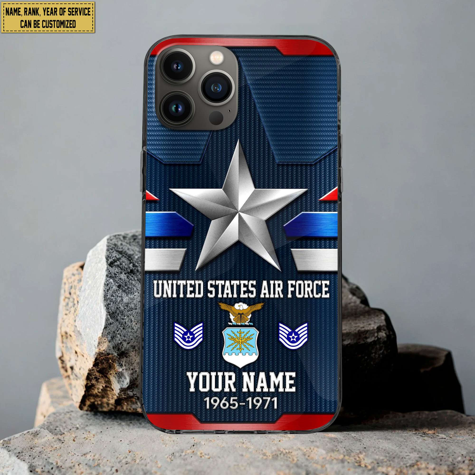 USAF Phone Case, Custom Name, Rank Gifts For Air Force Veteran, Gifts For Veterans Day, Father’s Day VPVC501304