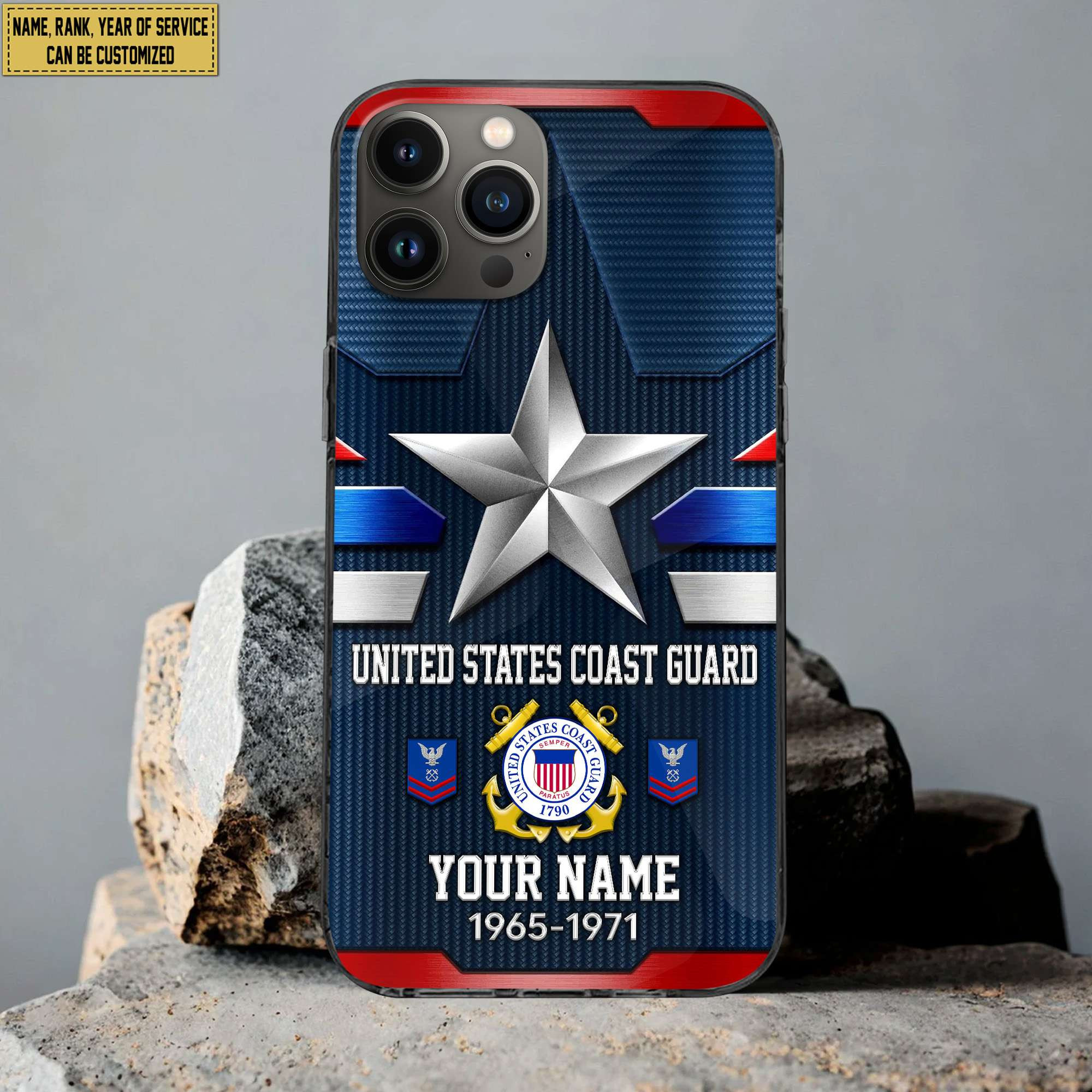 USCG Phone Case, Custom Name, Rank Gifts For Coast Guard Veteran, Gifts For Veterans Day, Father’s Day VPVC501305