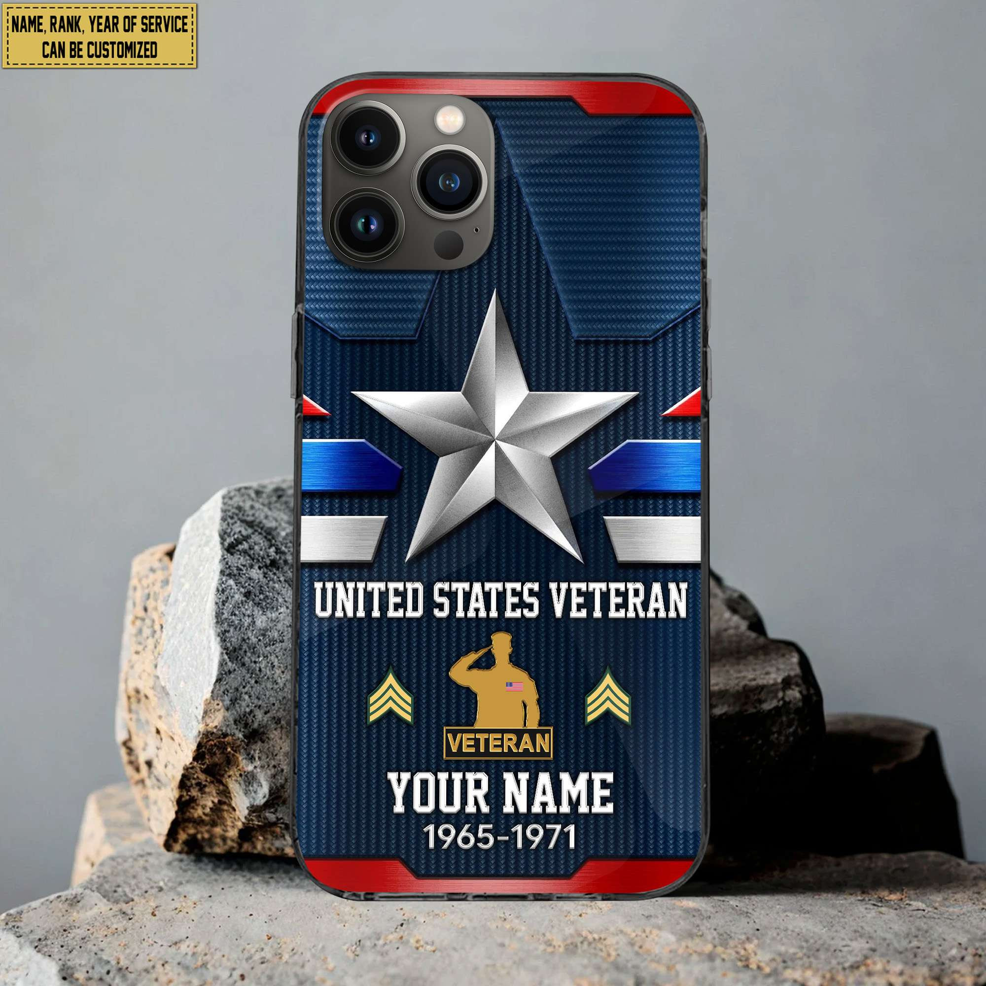 US Veteran Phone Case, Custom Name, Rank Gifts For US Veteran, Gifts For Veterans Day, Father’s Day VPVC501307