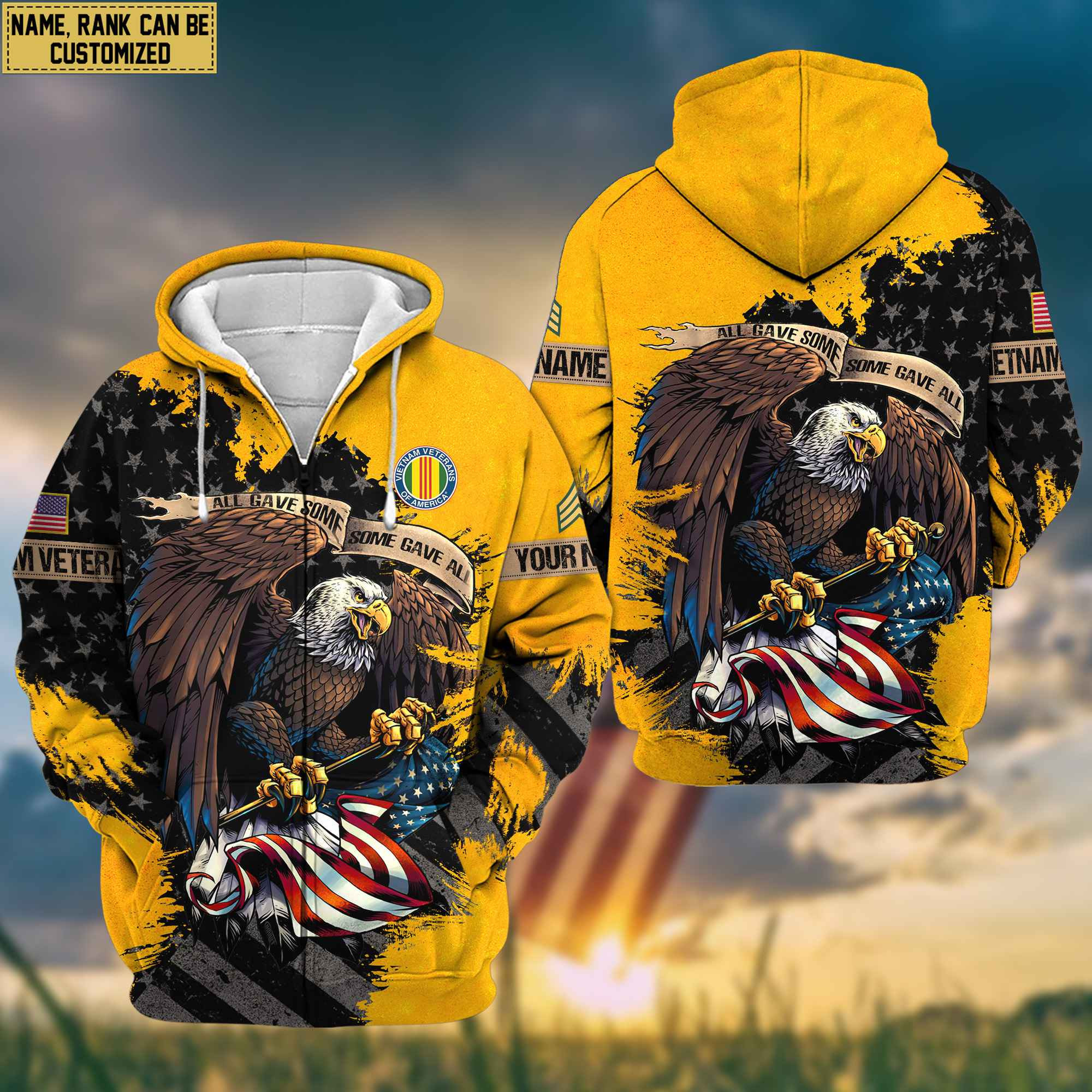 Vietnam Veteran Zip Up Hoodie Custom Name, Rank, Gifts For Vietnam Veteran, Gifts For Dad, For Husband VPVC601506