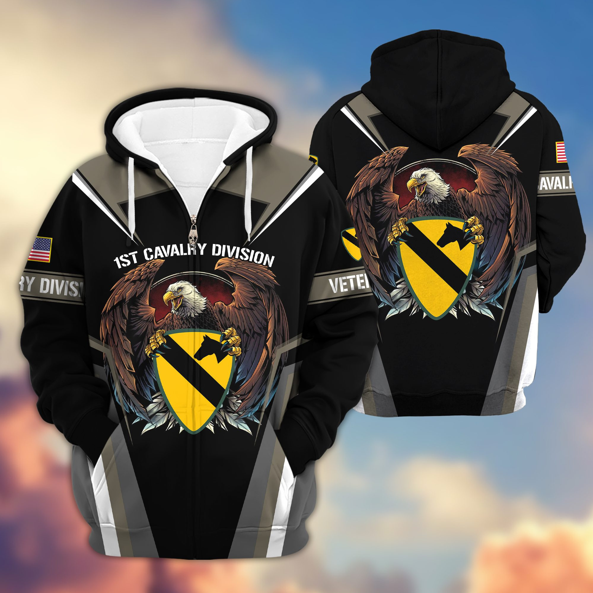 Premium 1st Cavalry Division Zip Up Hoodie Gifts For US Veteran VPVC602401