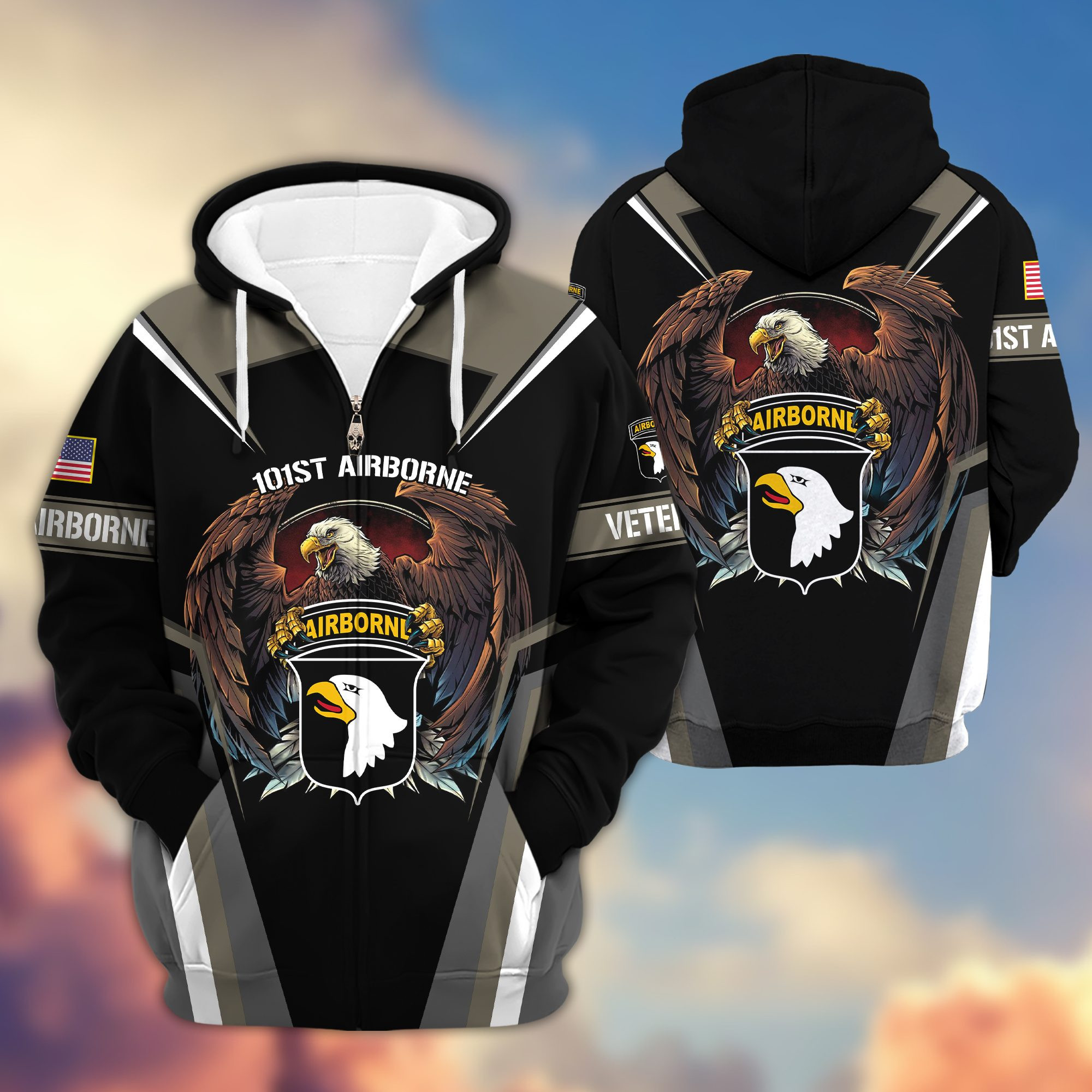 Premium 101st Airborne Division Zip Up Hoodie Gifts For US Veteran VPVC602403