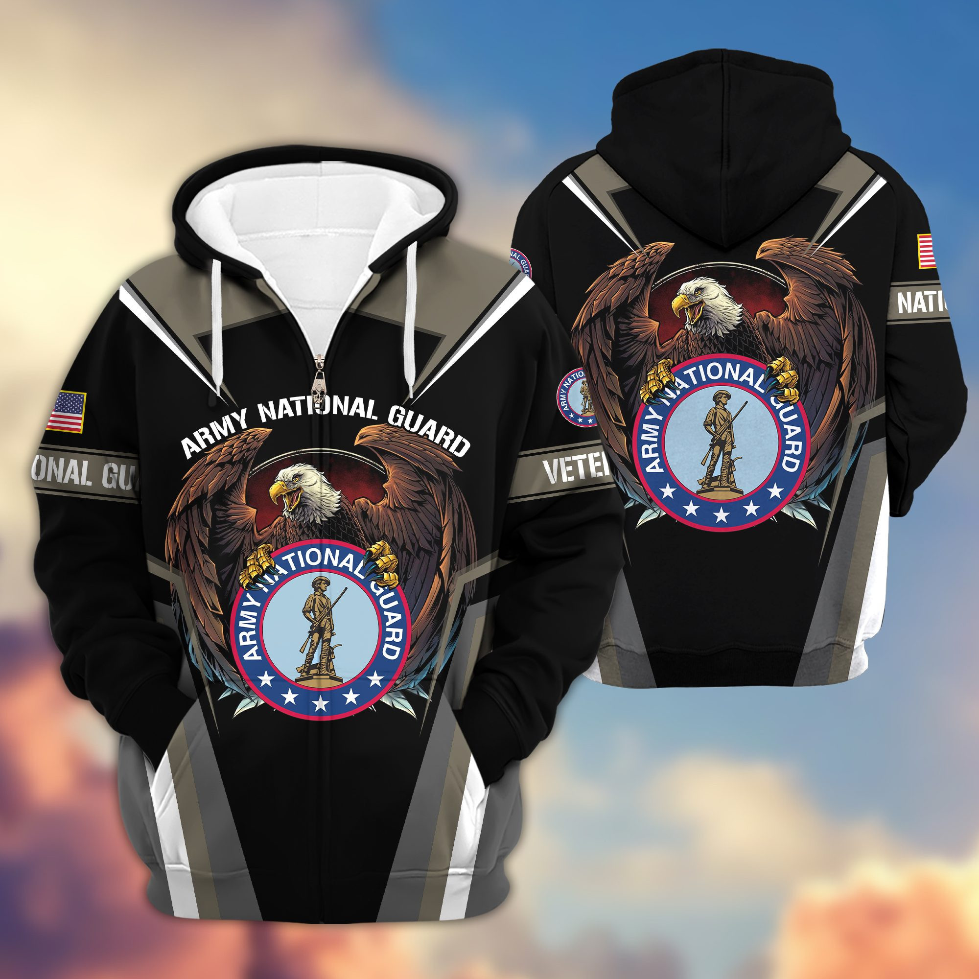 Premium Army National Guard Zip Up Hoodie Gifts For US Veteran VPVC602404