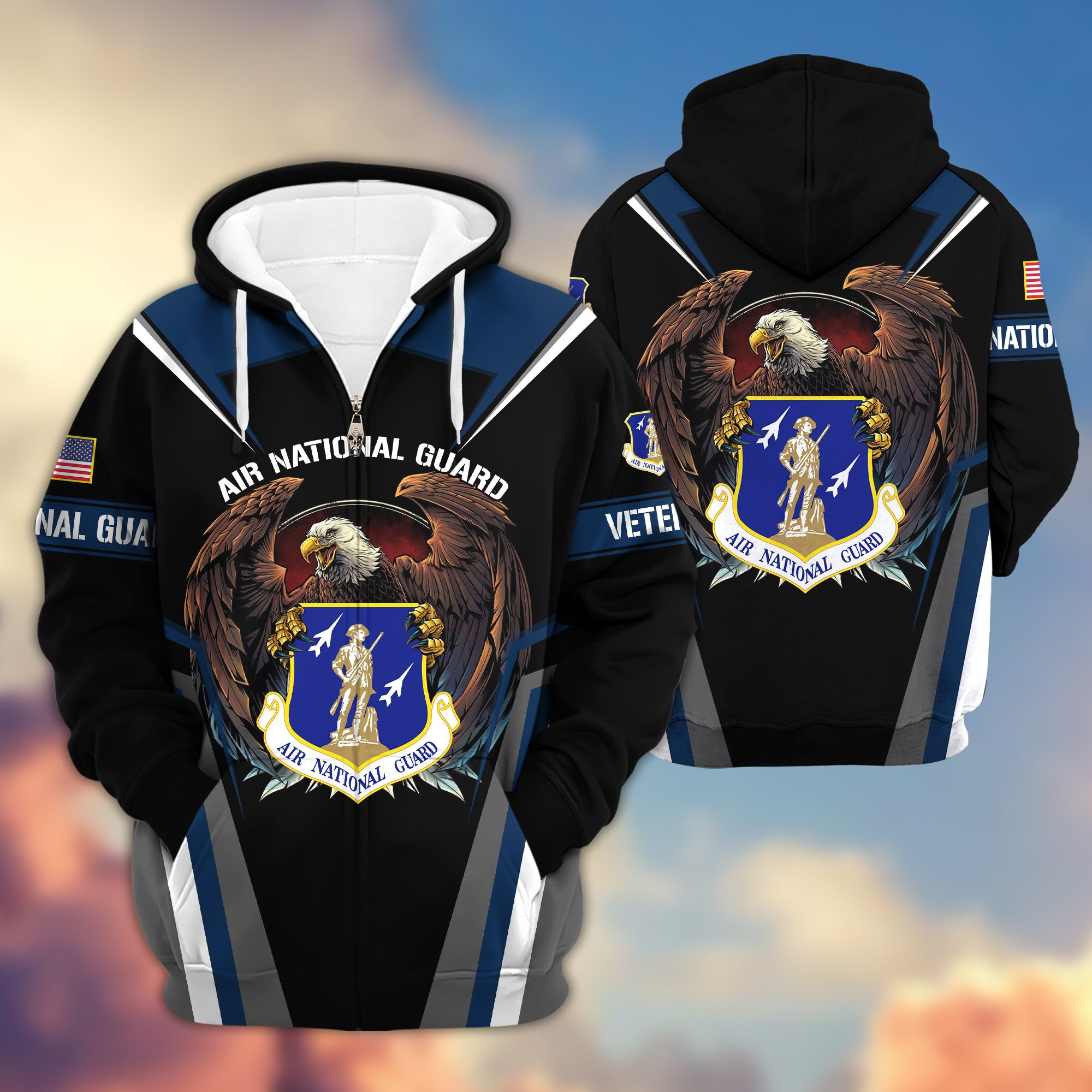 Premium Air National Guard Zip Up Hoodie Gifts For US Veteran VPVC602405