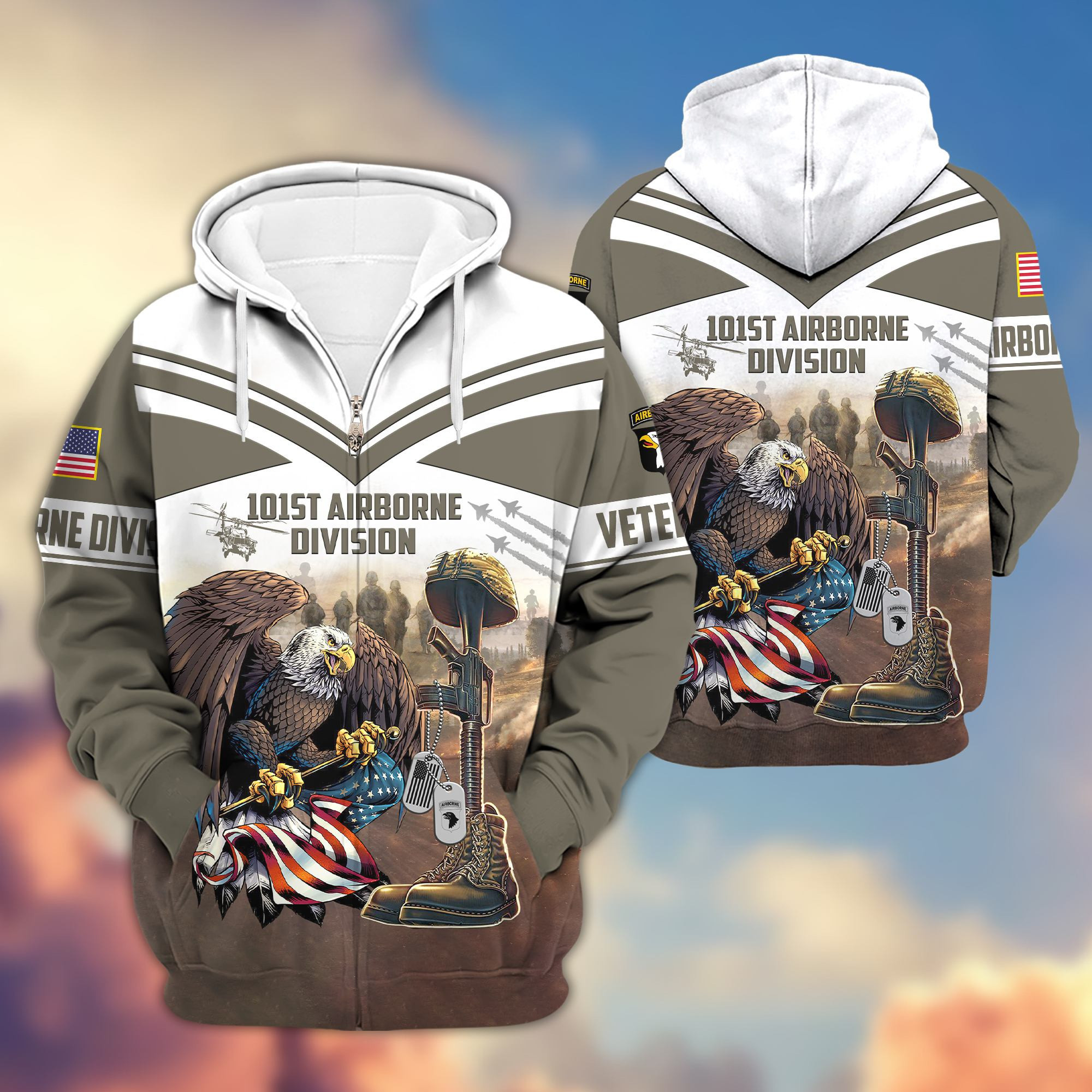 Premium 101st Airborne Division Veteran Zip Up Hoodie VPVC602503