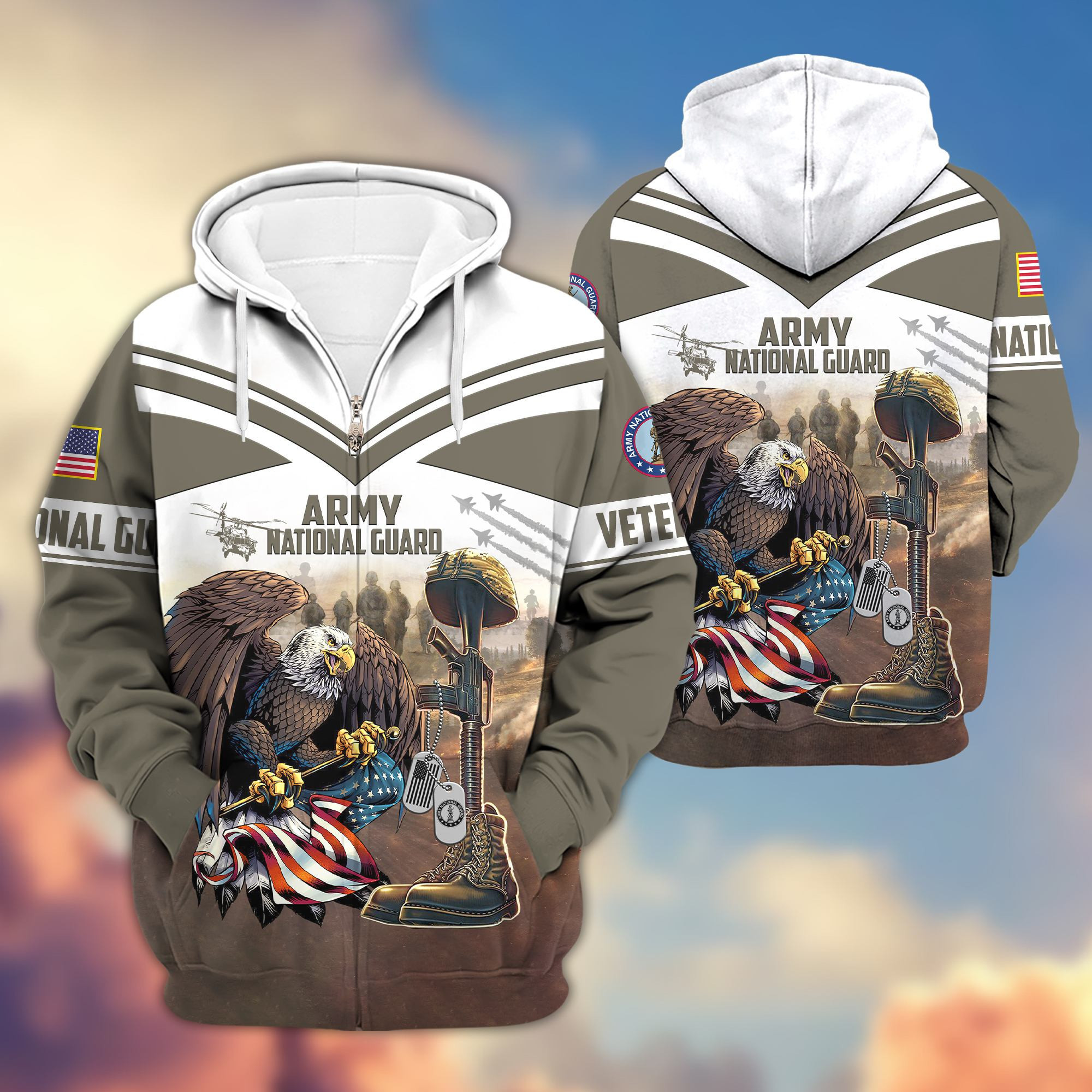 Premium Army National Guard Veteran Zip Up Hoodie VPVC602504