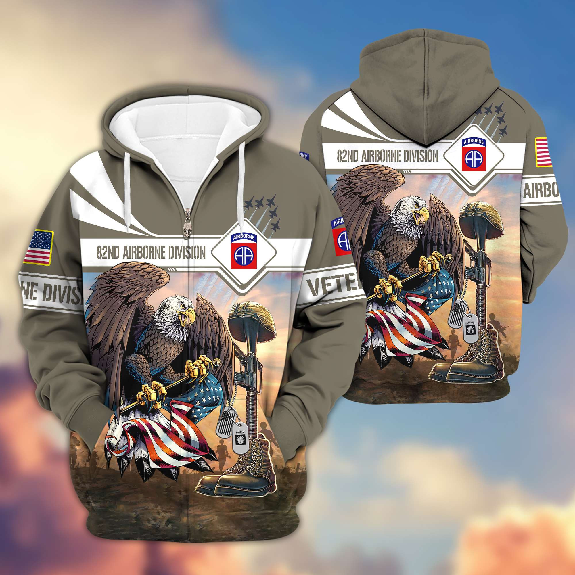 Premium 82nd Airborne Division Zip Up Hoodie Gifts For US Veteran VPVC602602