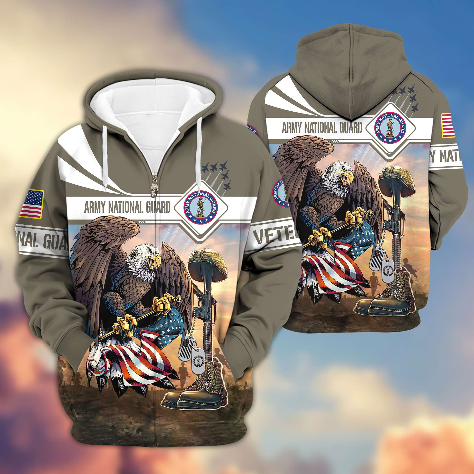 Premium Army National Guard Gifts For US Veteran Zip Up Hoodie VPVC602604