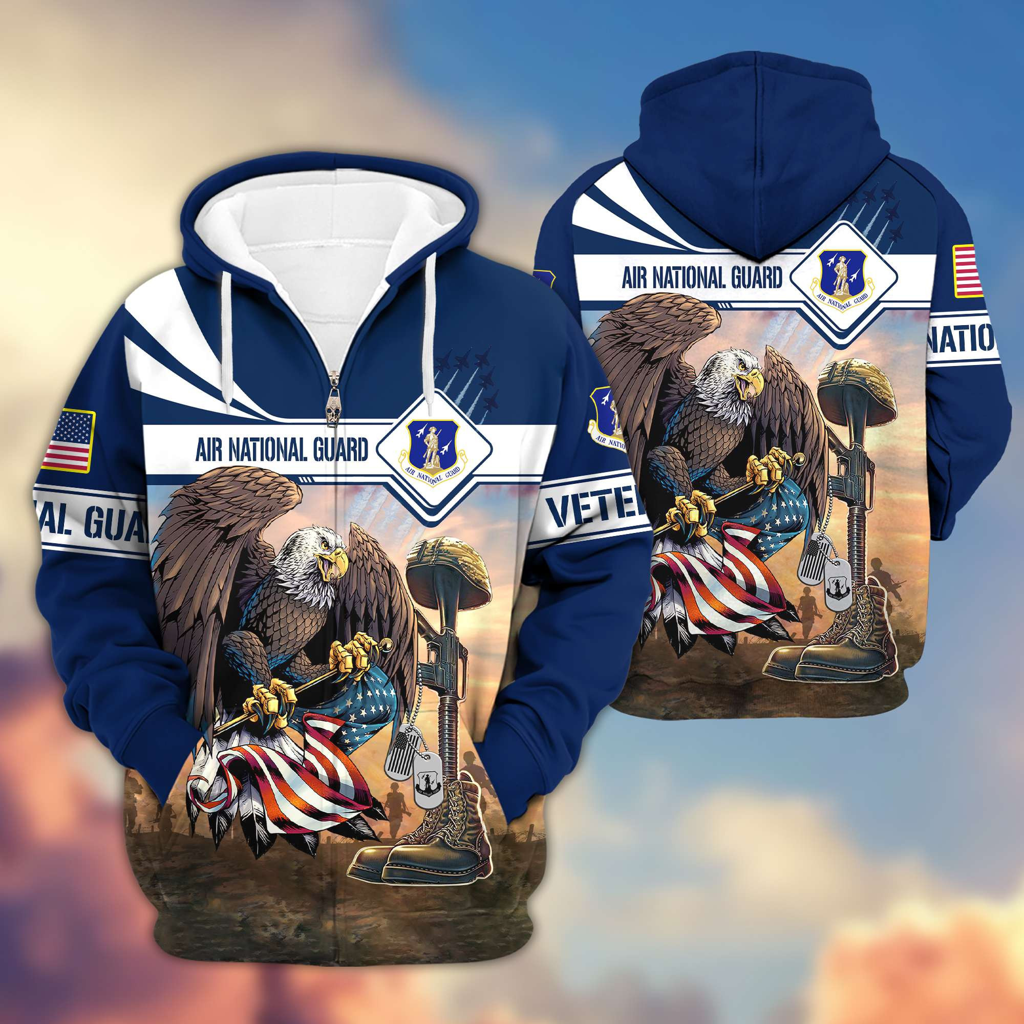 Premium Air National Guard Zip Up Hoodie Gifts For US Veteran VPVC602605