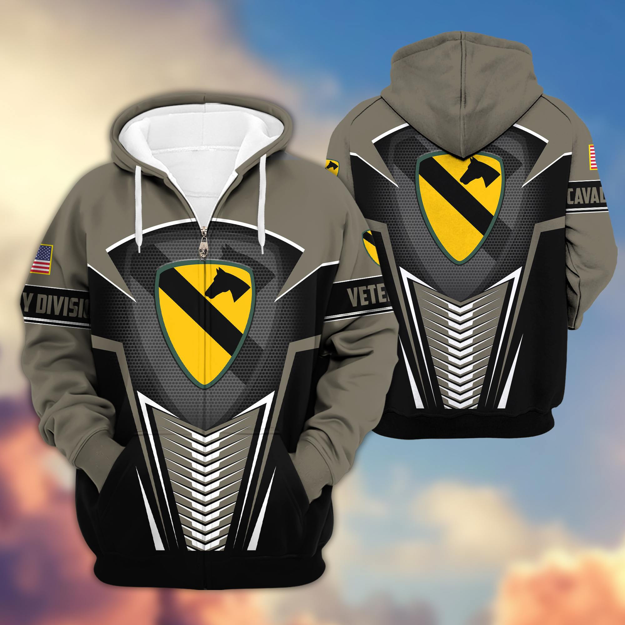 Premium 1st Cavalry Division Veteran Zip Up Hoodie VPVC602701