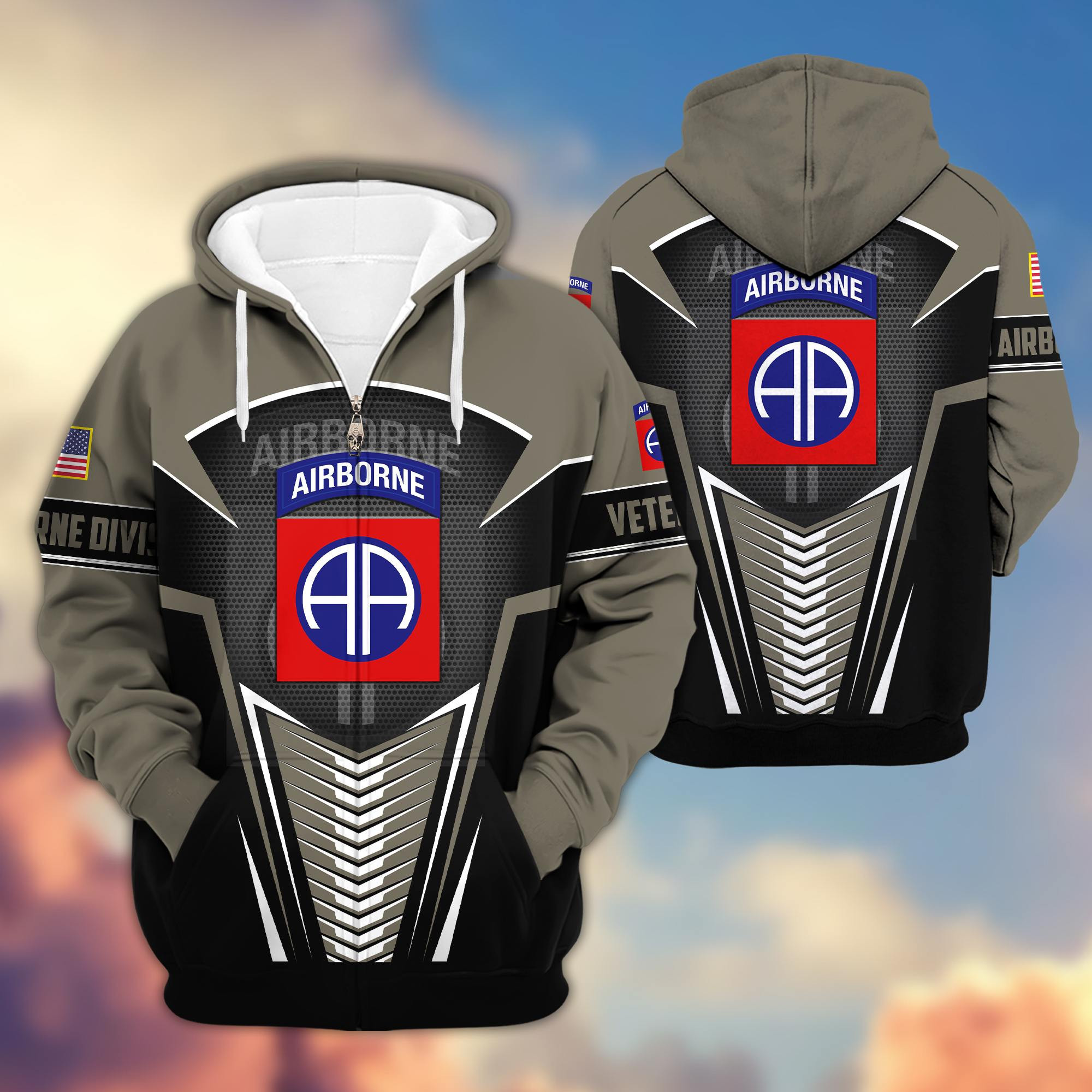 Premium 82nd Airborne Division Veteran Zip Up Hoodie VPVC602702