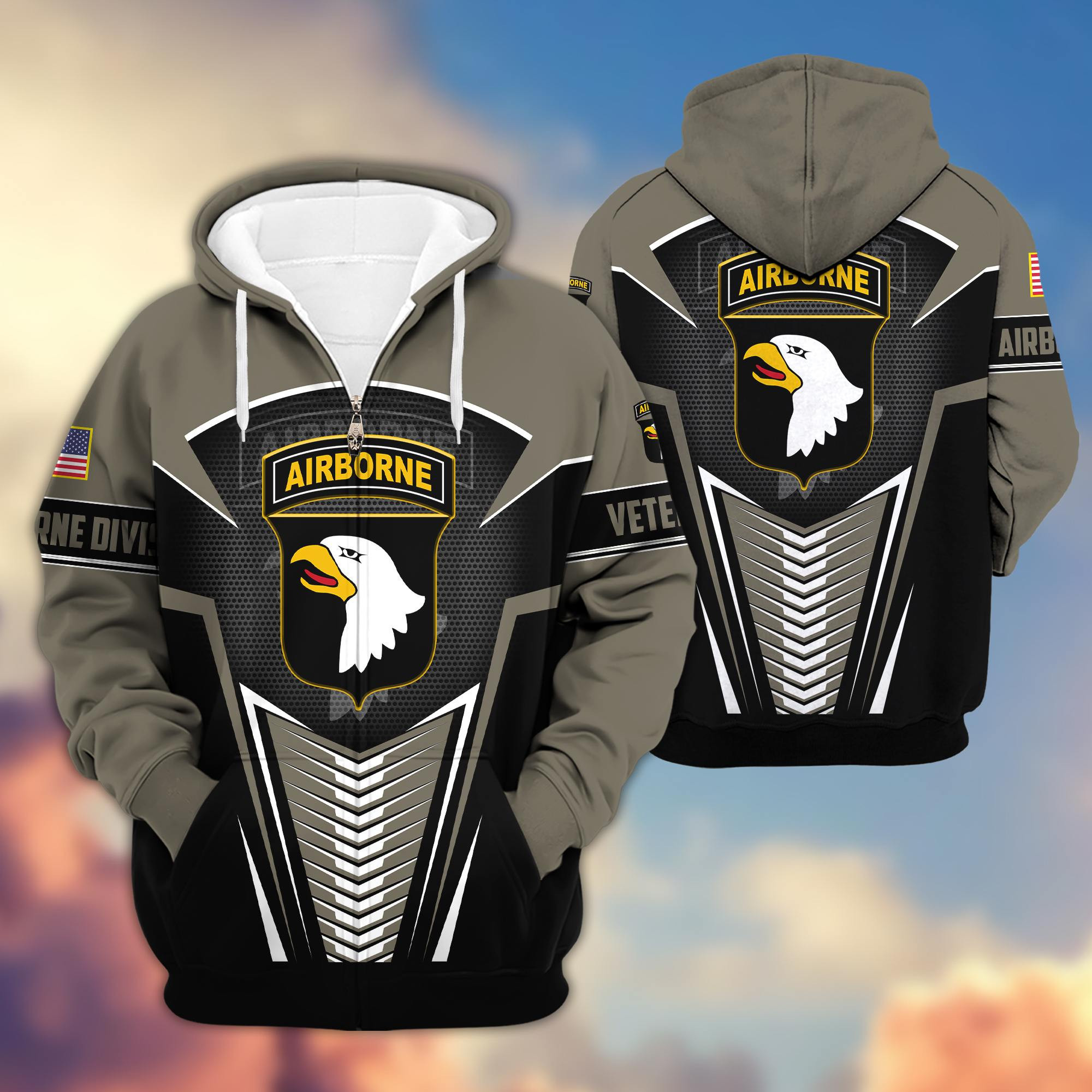 Premium 101st Airborne Division US Veteran Zip Up Hoodie VPVC602703