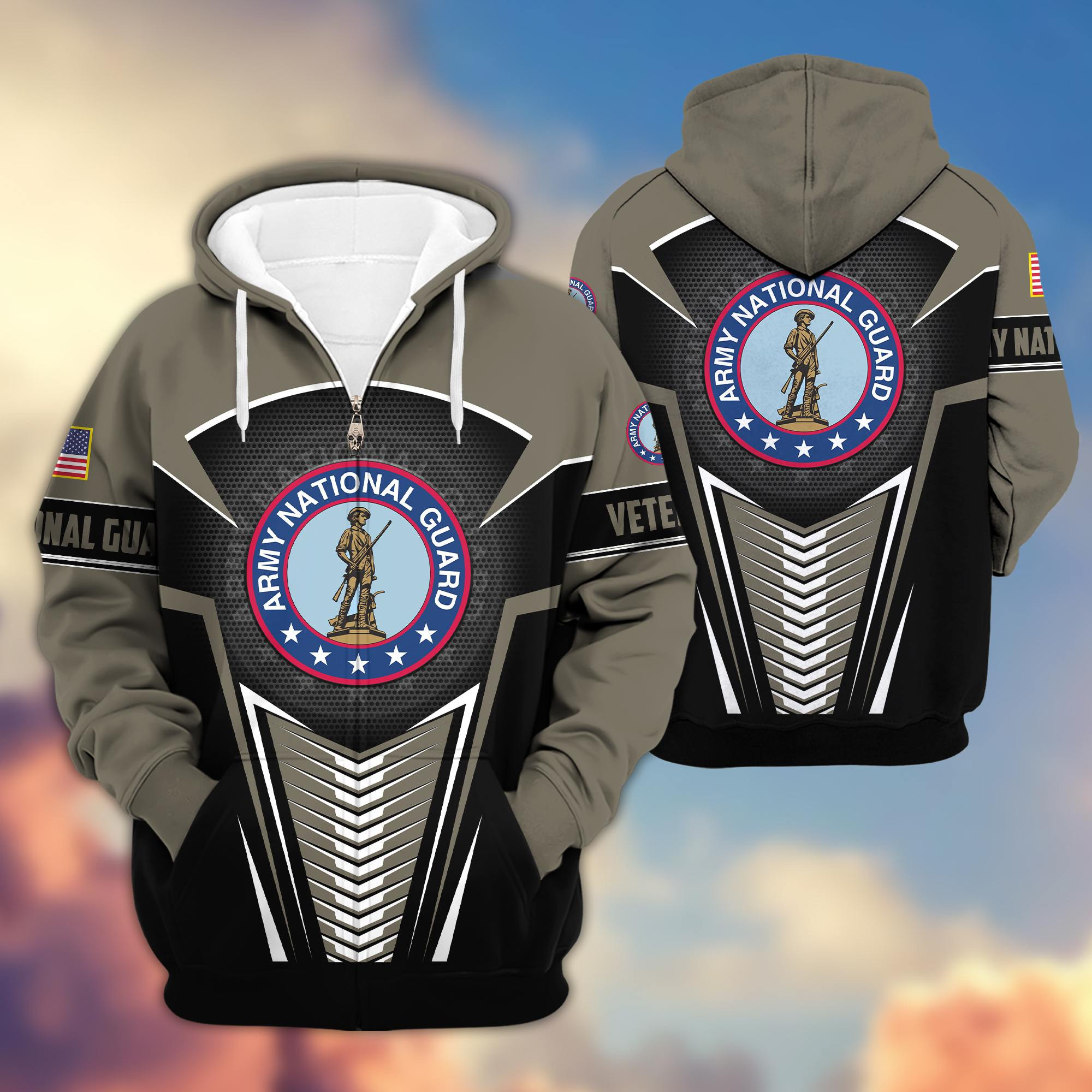 Premium Army National Guard Veteran Zip Up Hoodie VPVC602704