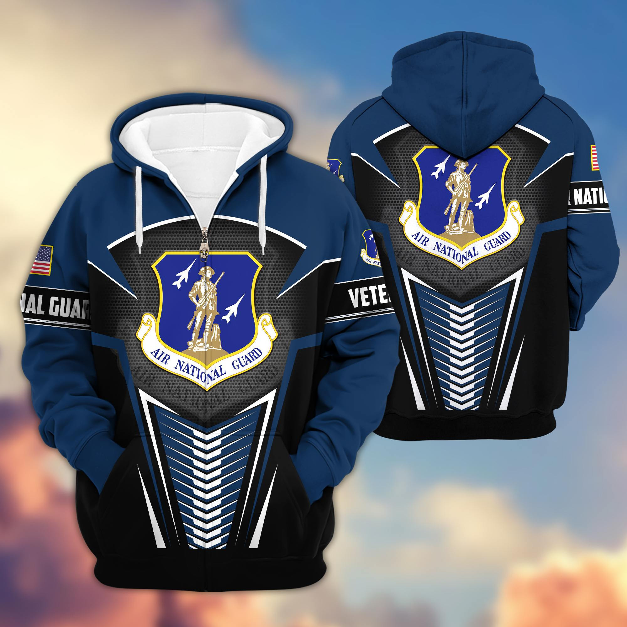 Premium Air National Guard US Veteran Zip Up Hoodie VPVC602705