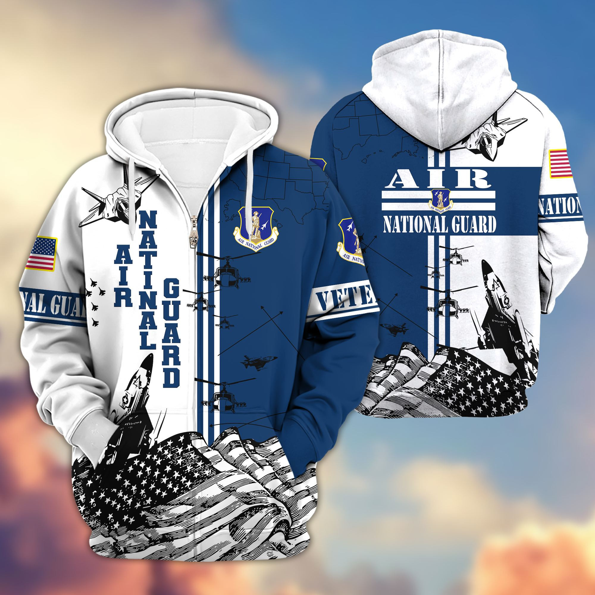 Premium Air National Guard US Veteran Zip Up Hoodie, Gifts For Dad, For Husband VPVC602805