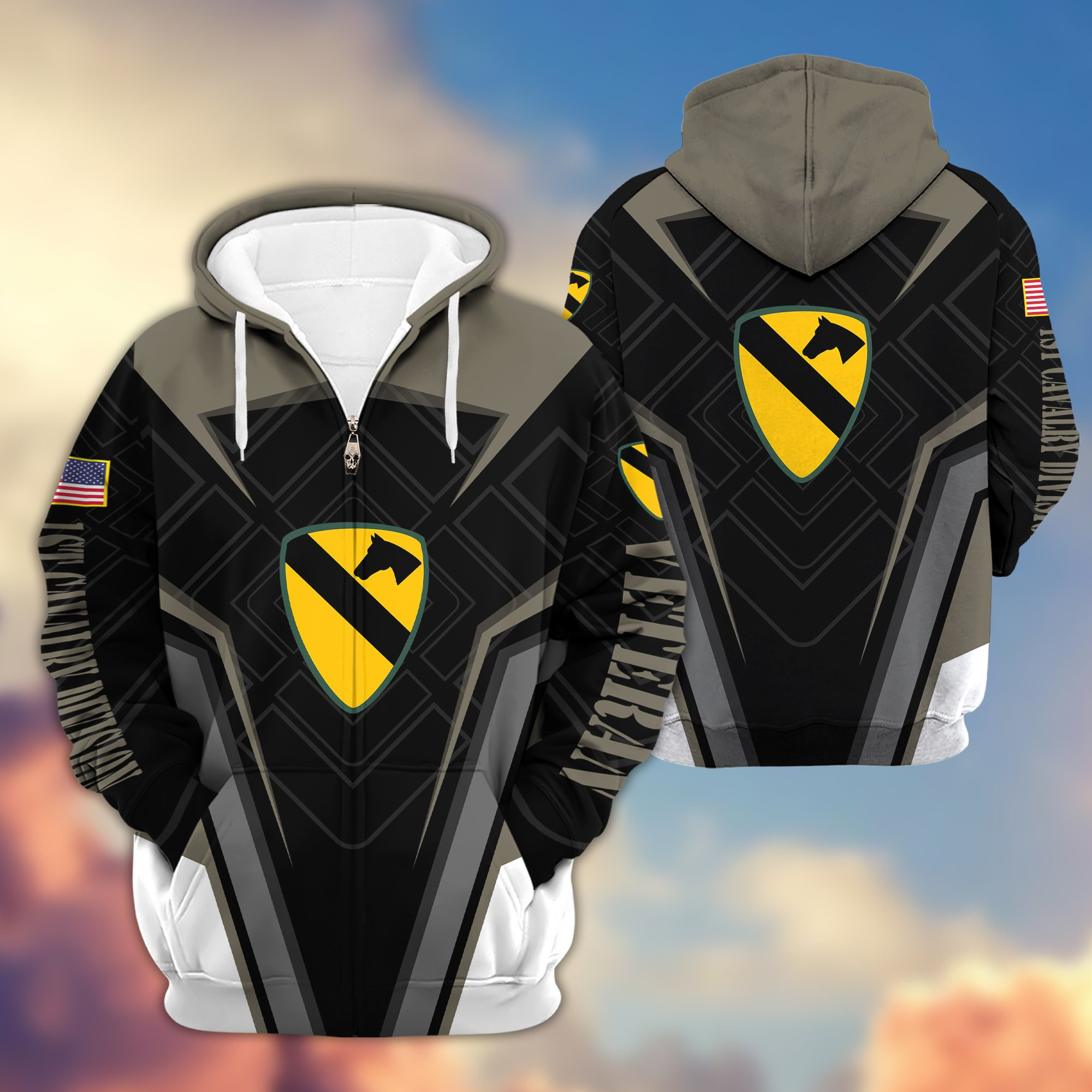 Premium 1st Cavalry Division Zip Up Hoodie, Gifts For Veterans Day, Father’s Day VPVC603001