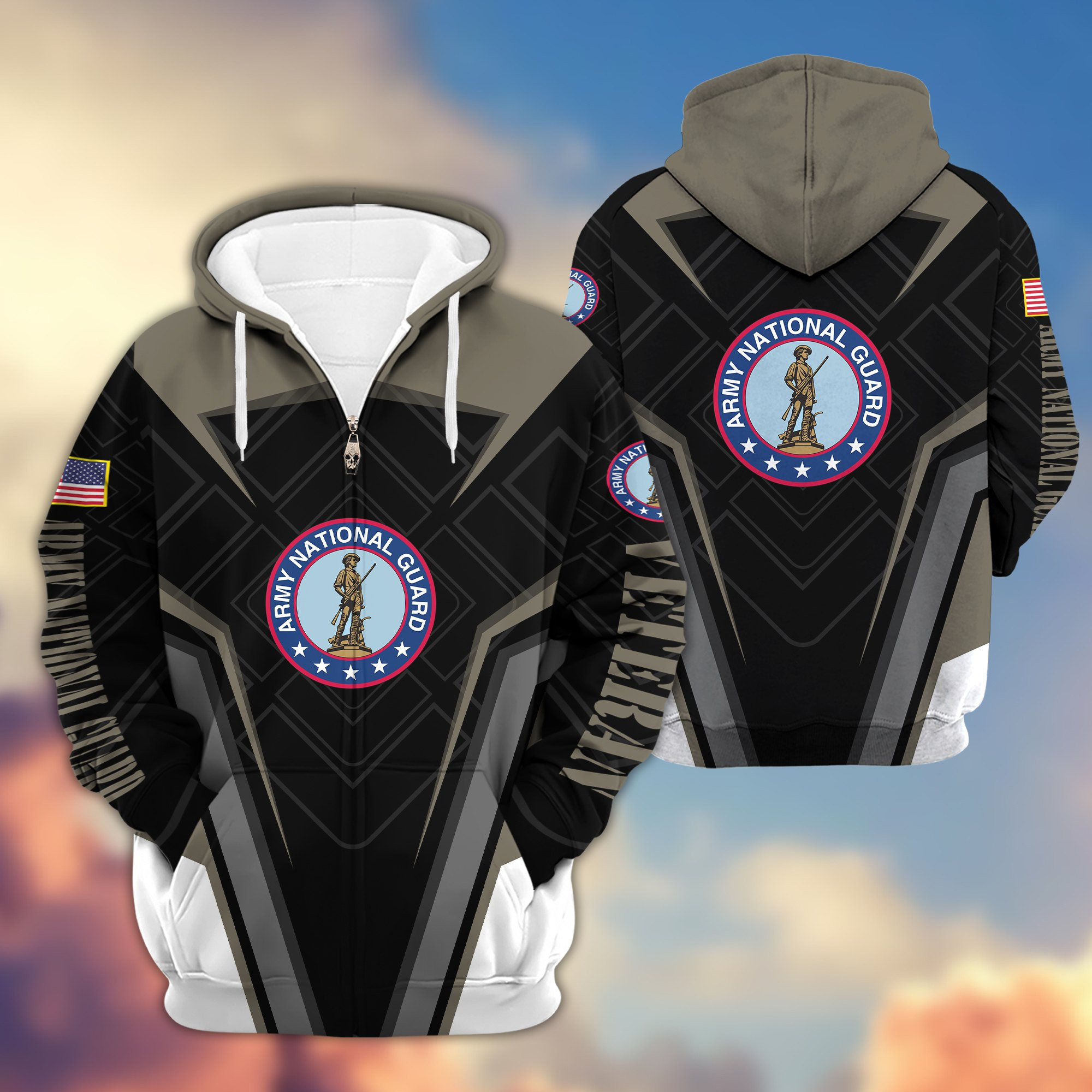 Premium Army National Guard Veteran Zip Up Hoodie, Gifts For Veterans Day, Father’s Day VPVC603004