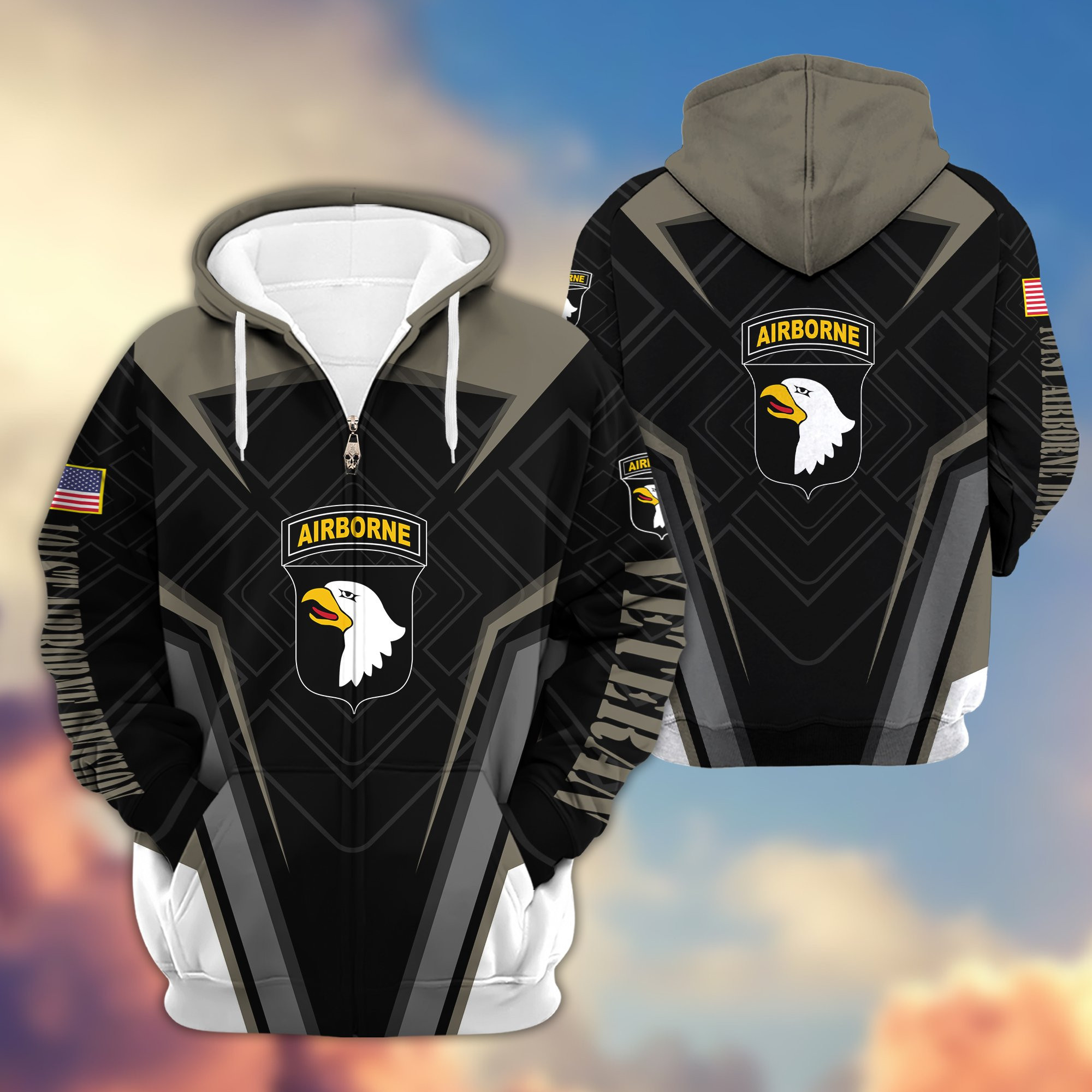 Premium 101st Airborne Division Zip Up Hoodie, Gifts For Veterans Day, Father’s Day VPVC603003