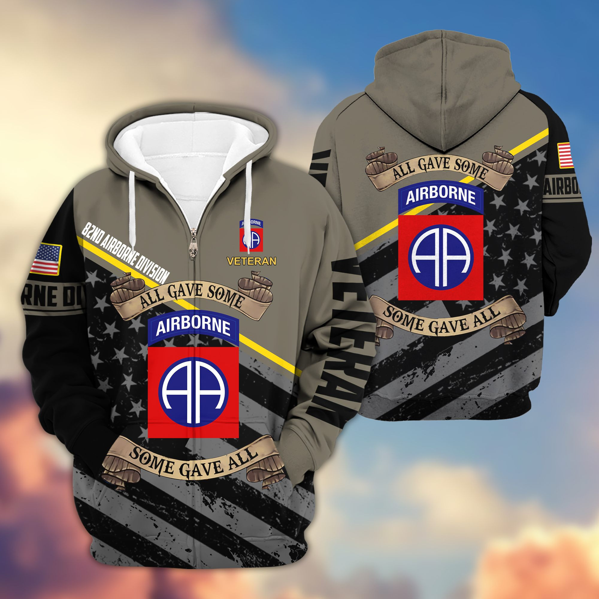 Premium 82nd Airborne Division Veteran Zip Up Hoodie VPVC603102