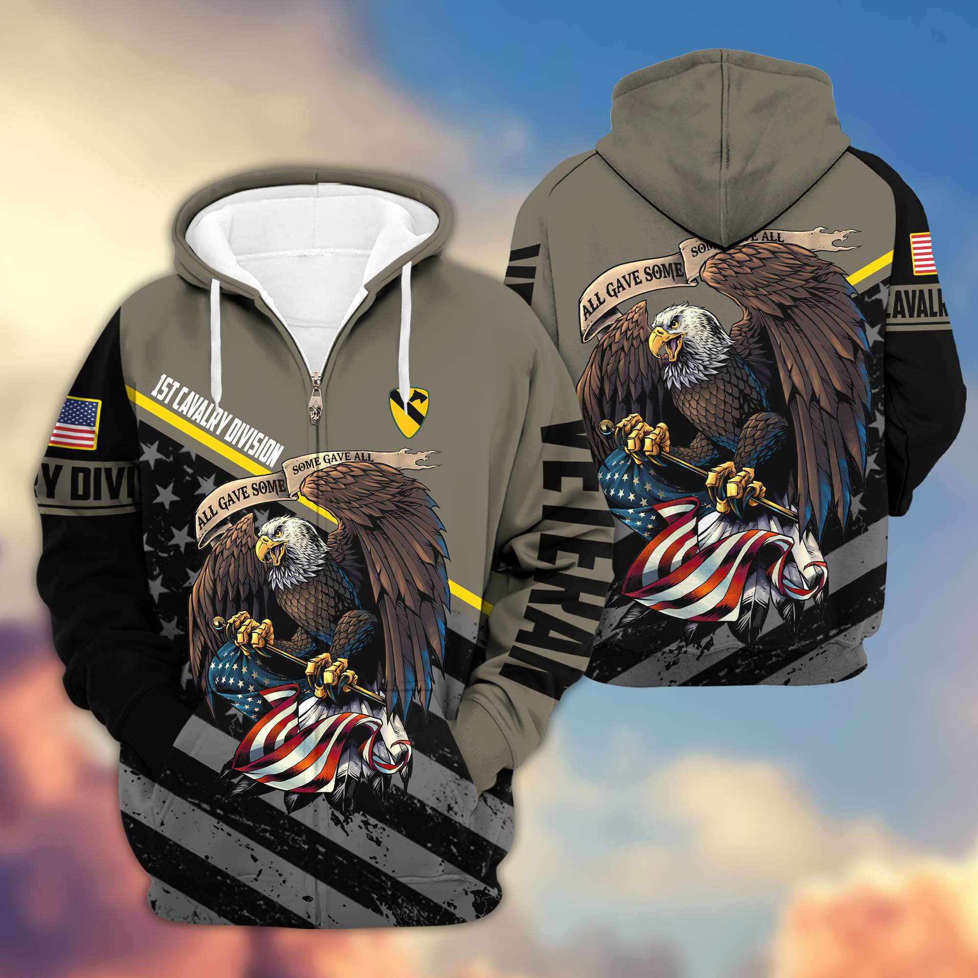 Premium 1st Cavalry Division Veteran Zip Up Hoodie VPVC603201