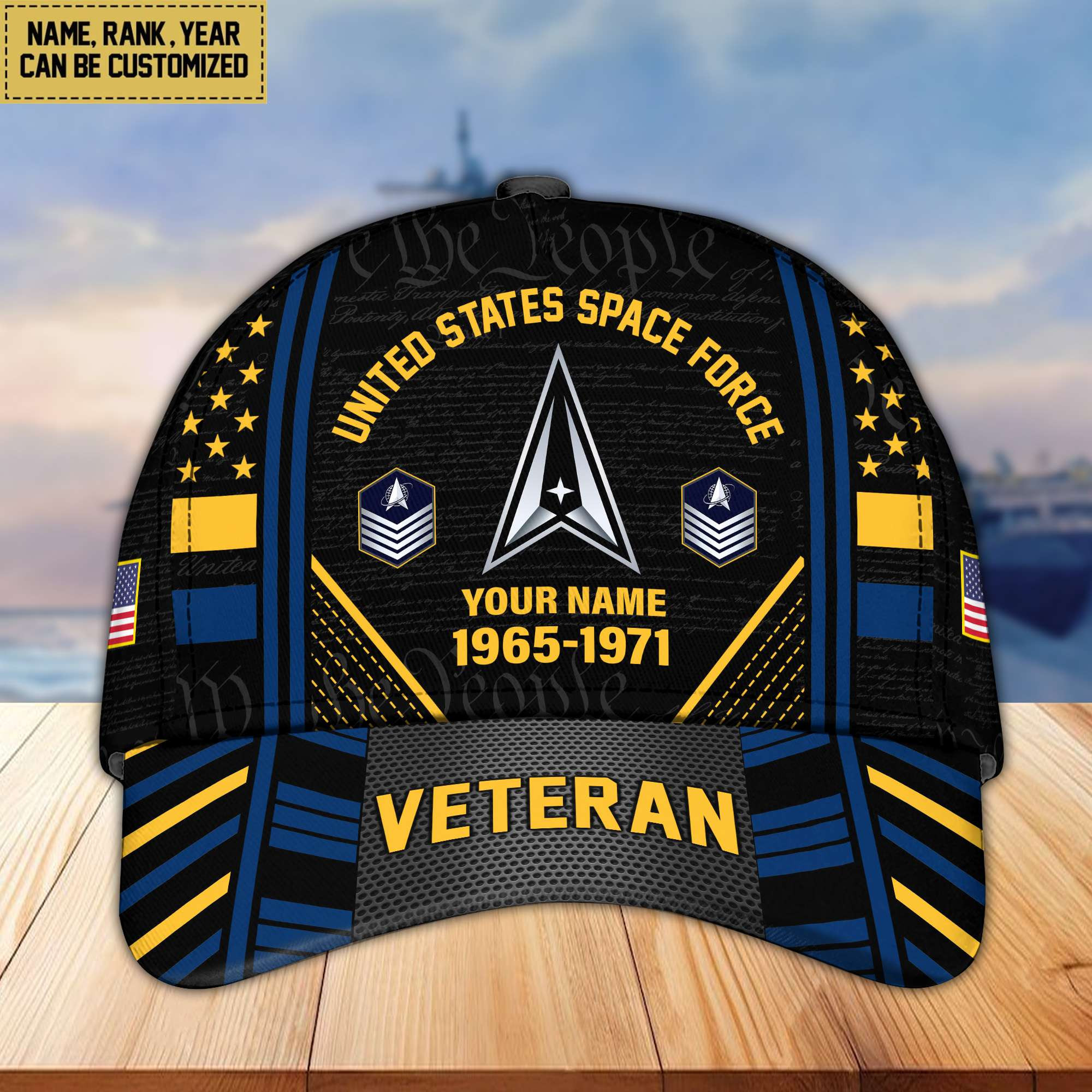 Premium Custom Name, Rank, Years Of Service US Veterans Cap BPVC060801