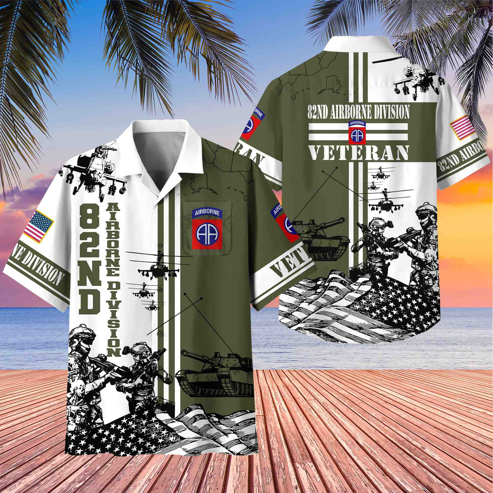 Premium 82nd Airborne Division Veteran Hawaiian Shirt With Pocket, Gifts for US Veteran, Gifts For Dad, For Husband VPVC403402