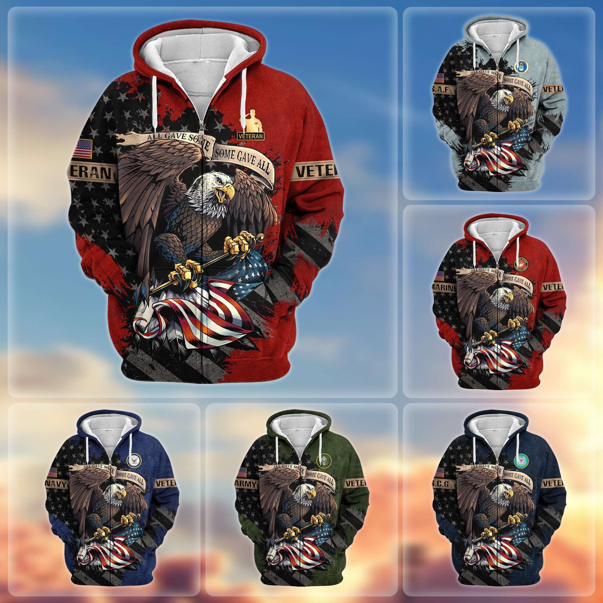 Premium US Veterans Zip Up Hoodie Gifts For Veterans Day, Gifts For Dad, Gifts For Husband BPVC160802