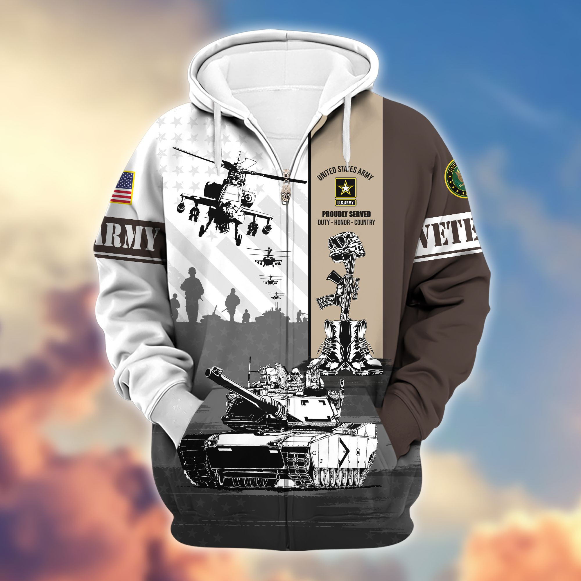 Premium US Veterans Zip Up Hoodie Gifts For Veterans Day BPVC150801