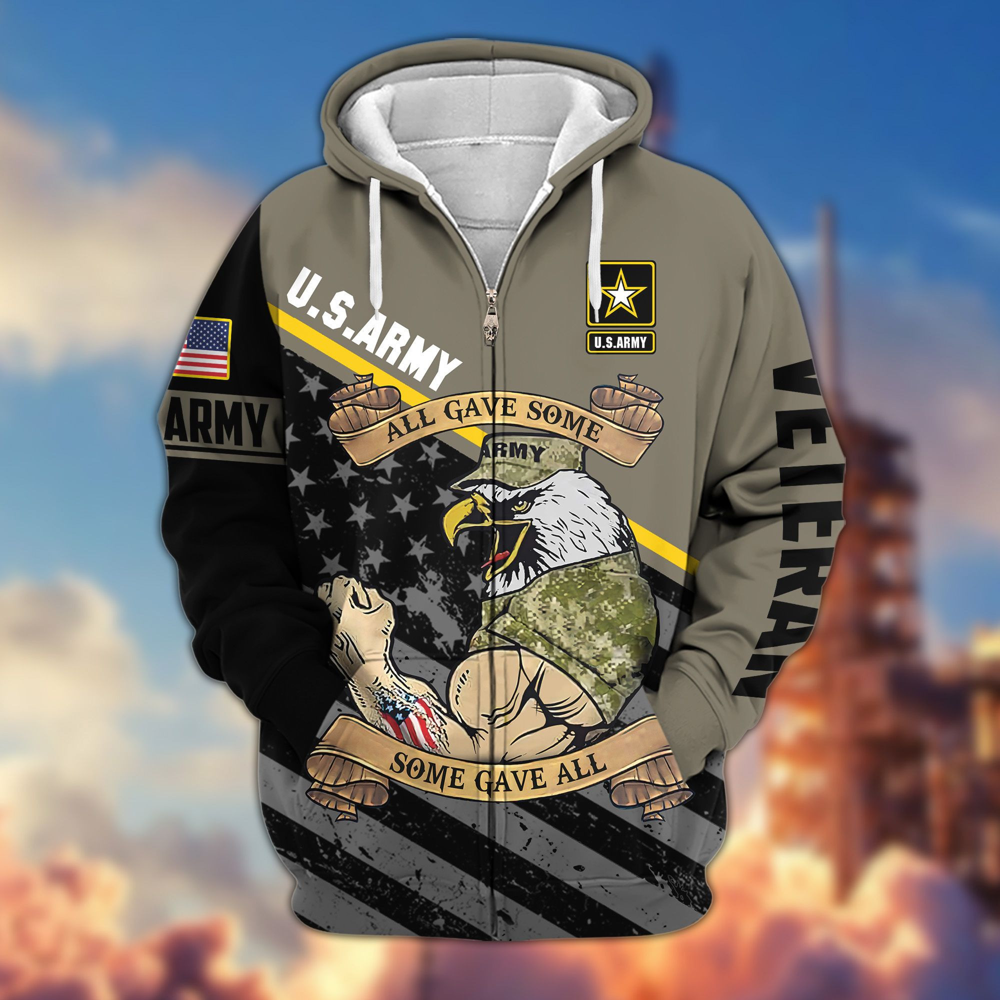 Premium All Gave Some Some Gave All US Veterans Zip Up Hoodie, Gifts For Veterans Day BPVC210801