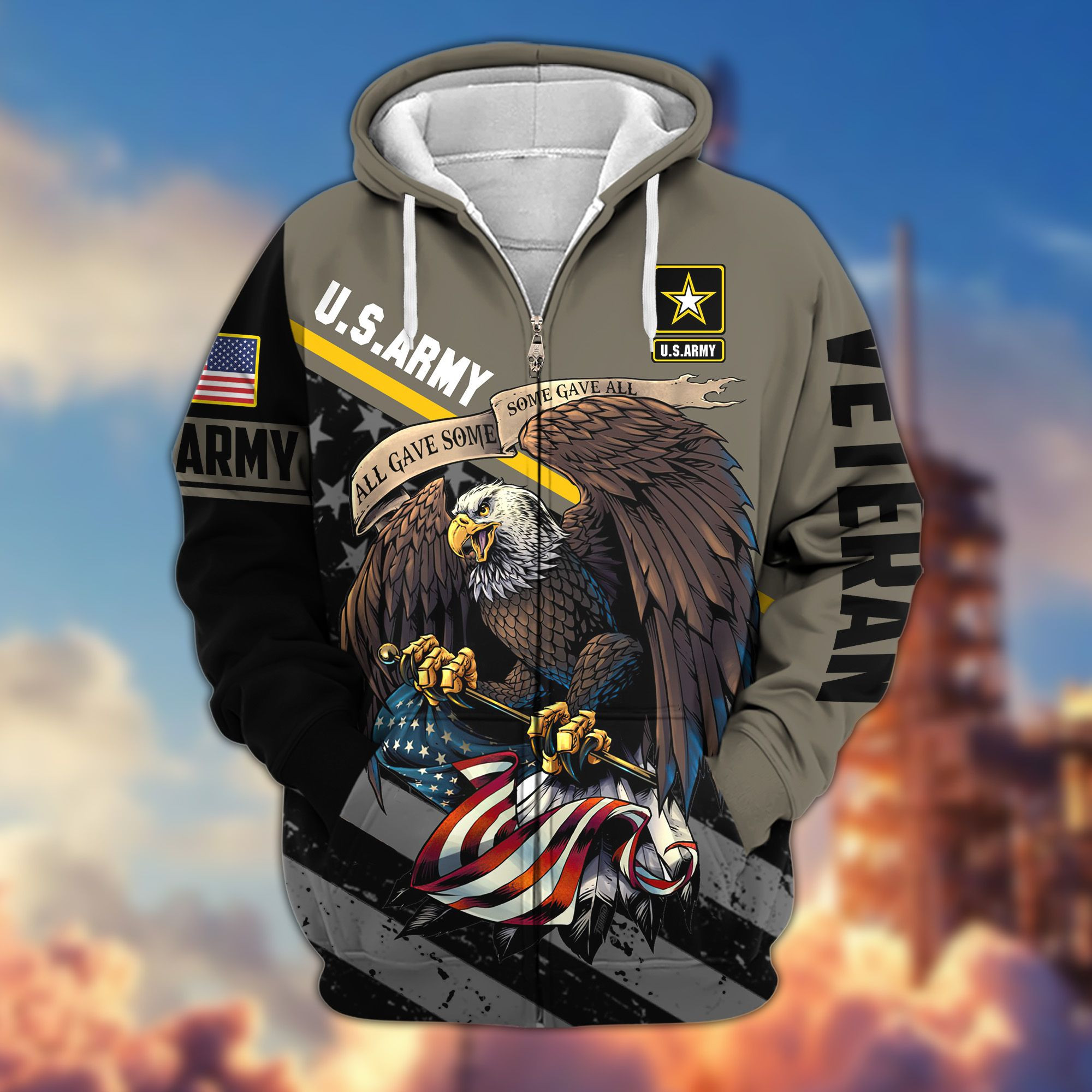 Premium All Gave Some Some Gave All US Veterans Zip Up Hoodie, Gifts For Veterans Day, Gifts For Dad, Gifts For Husband BPVC210802