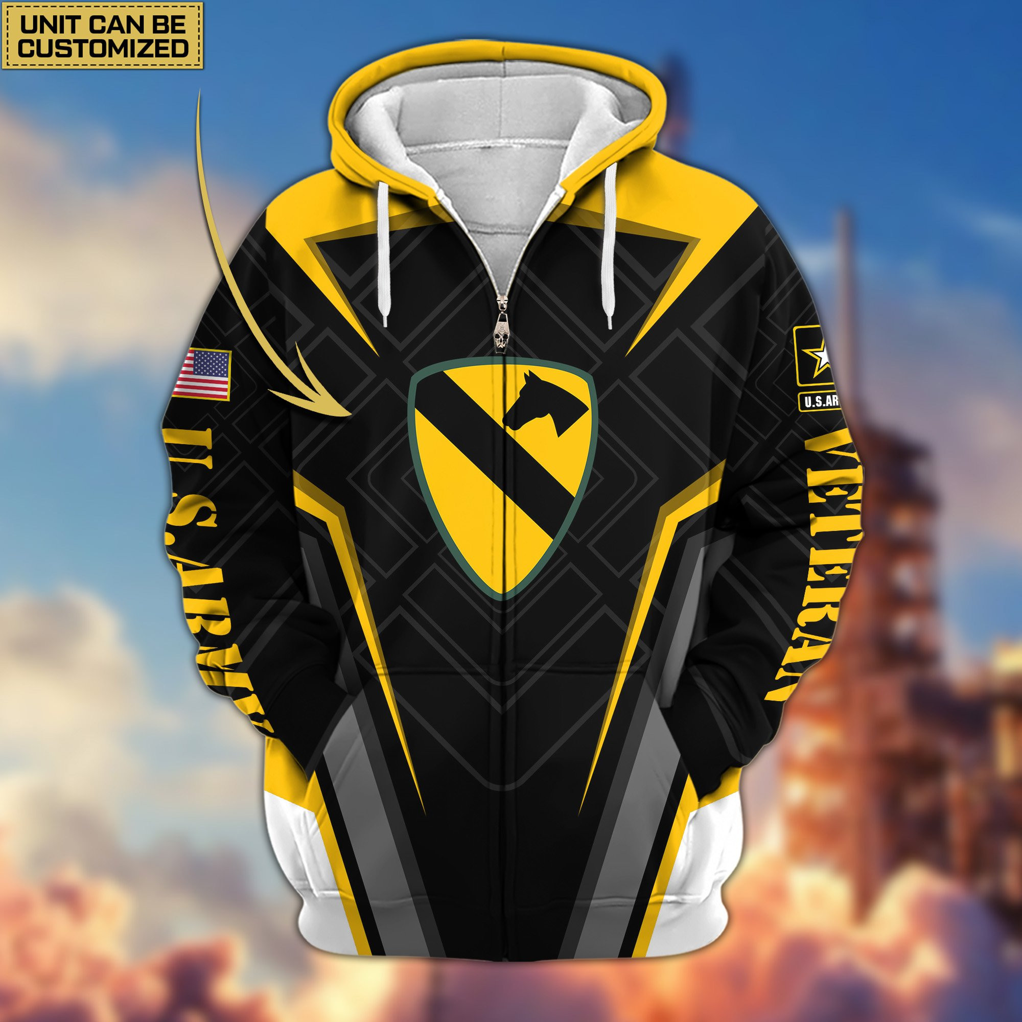 Premium Custom Unit US Veterans Zip Up Hoodie, Gifts For Veterans Day, Gifts For Dad, Gifts For Husband BPVC230801
