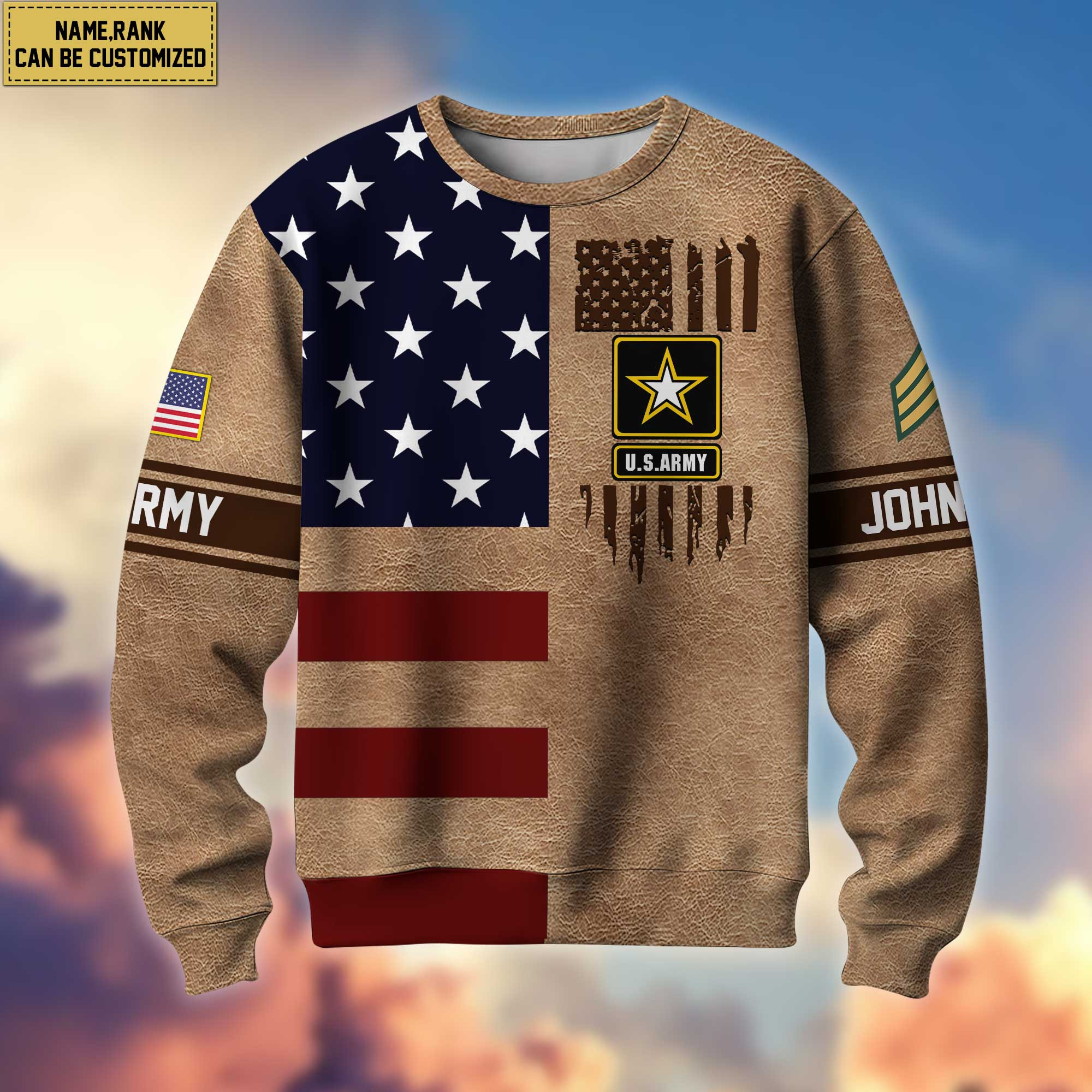 Premium Custom Name And Rank US Veterans Sweatshirt APHN230813, Gifts For Veterans Day, Gifts For Dad, Gifts For Husband