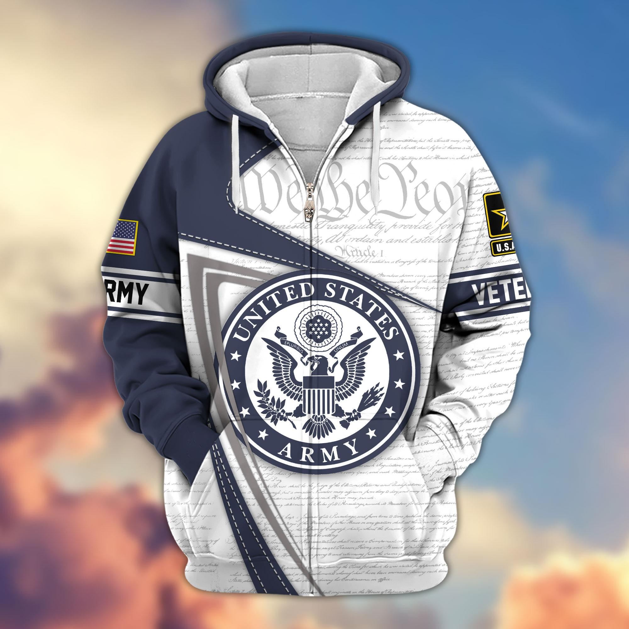 Premium Proudly Served US Veterans Zip Up Hoodie APHN220811, Gifts For US Veterans, Gifts For Veterans Day