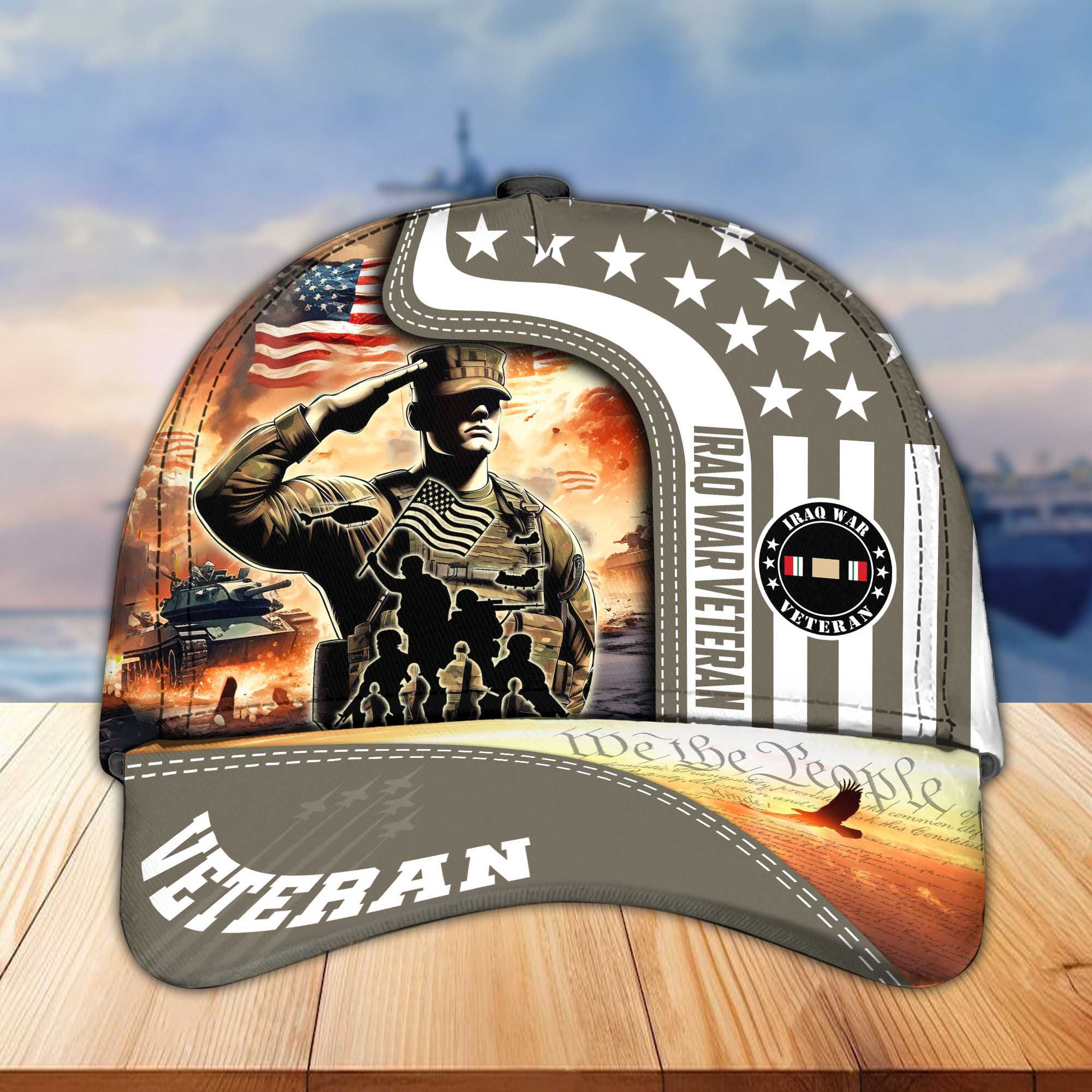 Premium Iraq War Veteran Cap, Gifts for Dad, for Husband VPVC004303