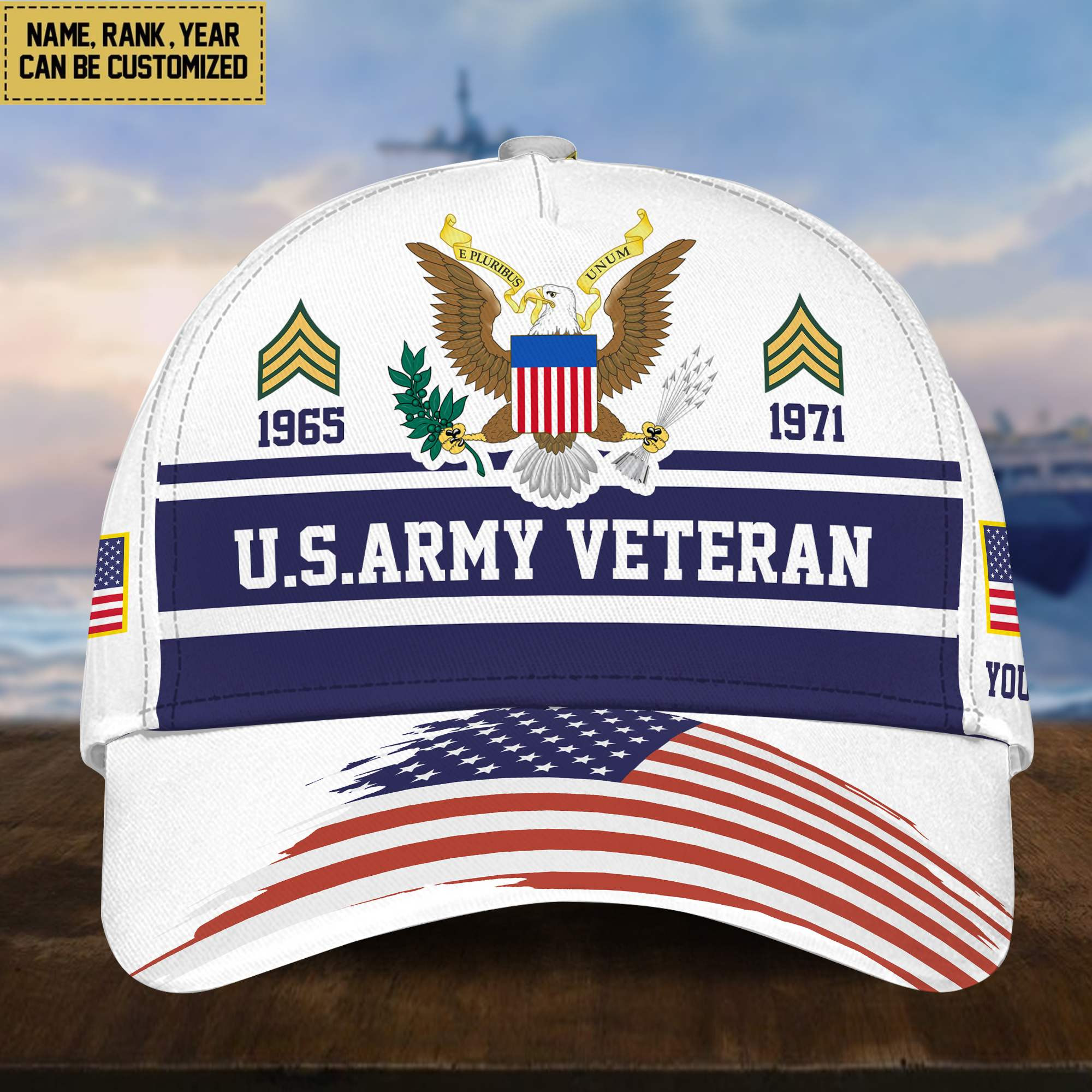 Premium Custom Name, Rank, Year US Army Veteran Cap, Gifts for Army Veteran, Gifts for Dad, for Husband VPVC004501