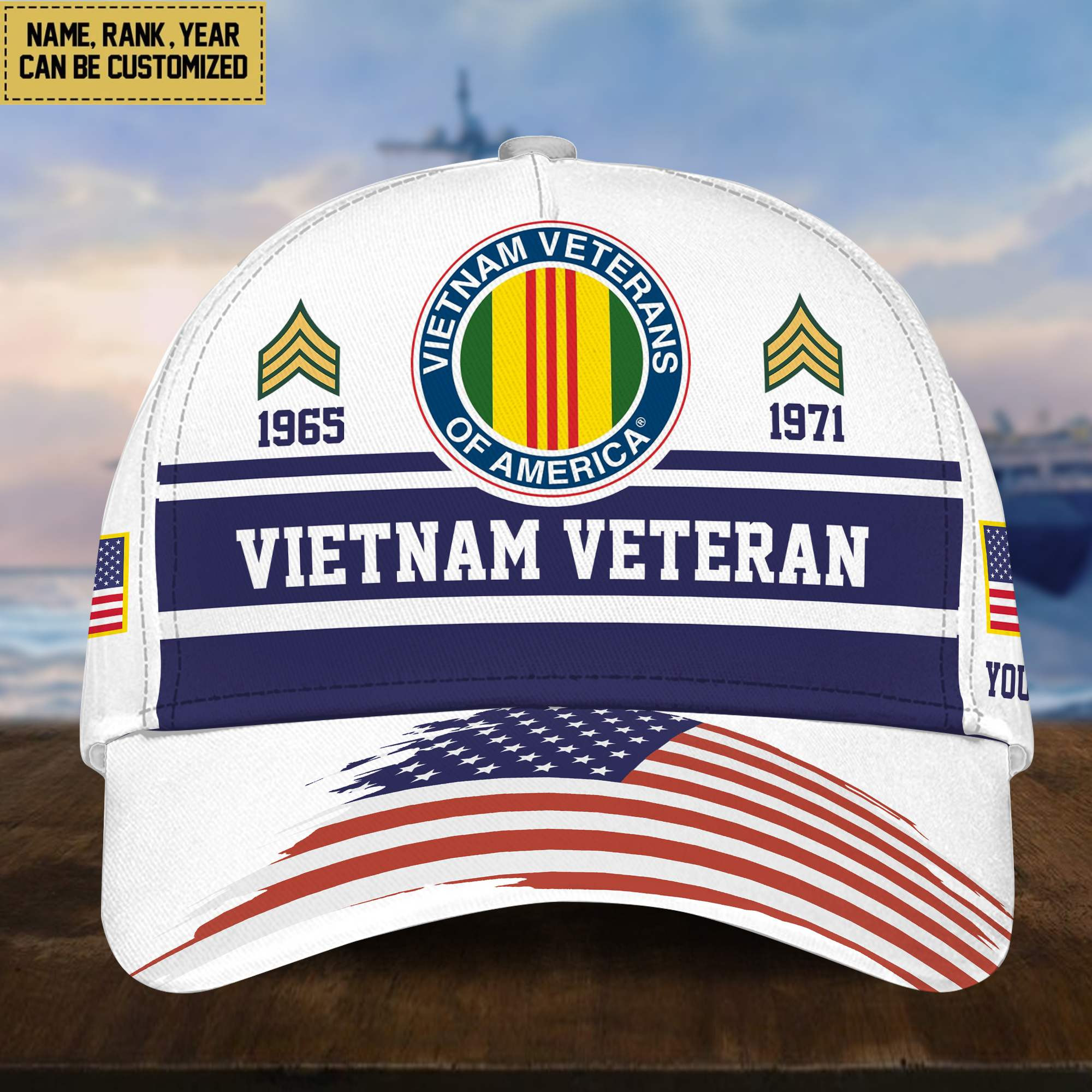 Premium Custom Name, Rank, Year Vietnam Veteran Cap, Gifts for Vietnam Veteran, Gifts for Dad, for Husband VPVC004506