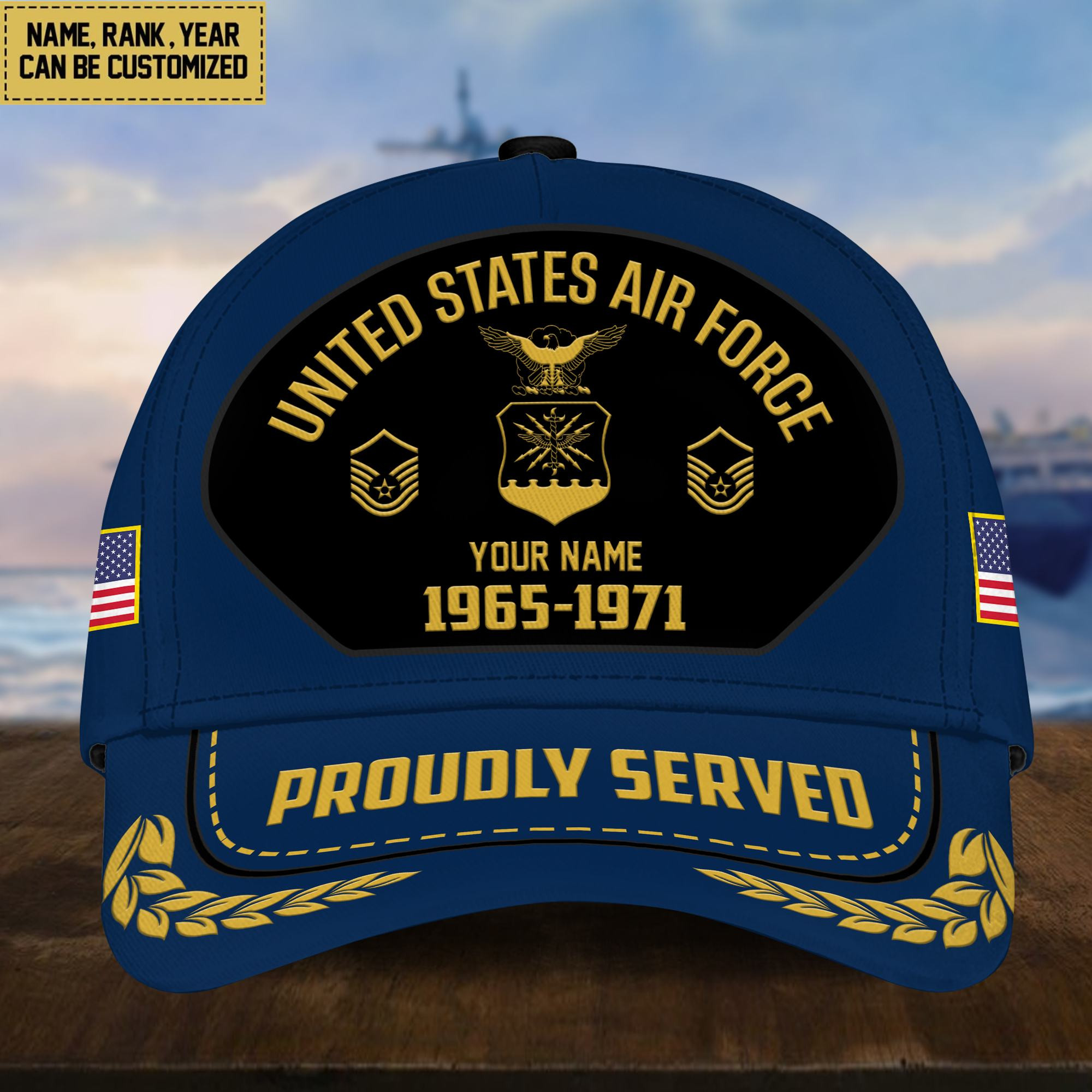 Premium USAF Veteran Cap, Custom Name Rank, Year, Gifts for Air Force Veteran VPVC003704