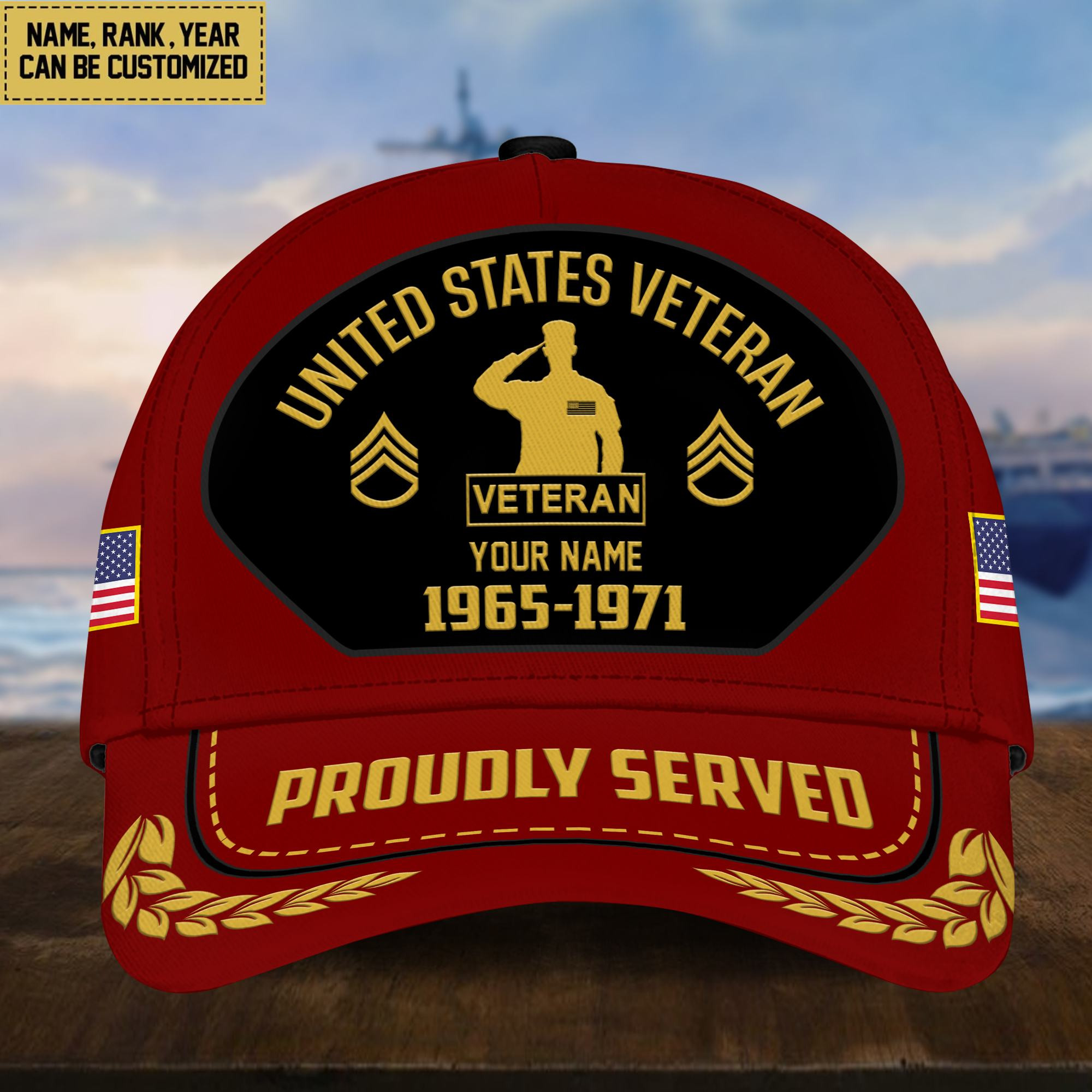 Premium US Veteran Cap, Custom Name Rank, Year, Gifts for US Veteran VPVC003707
