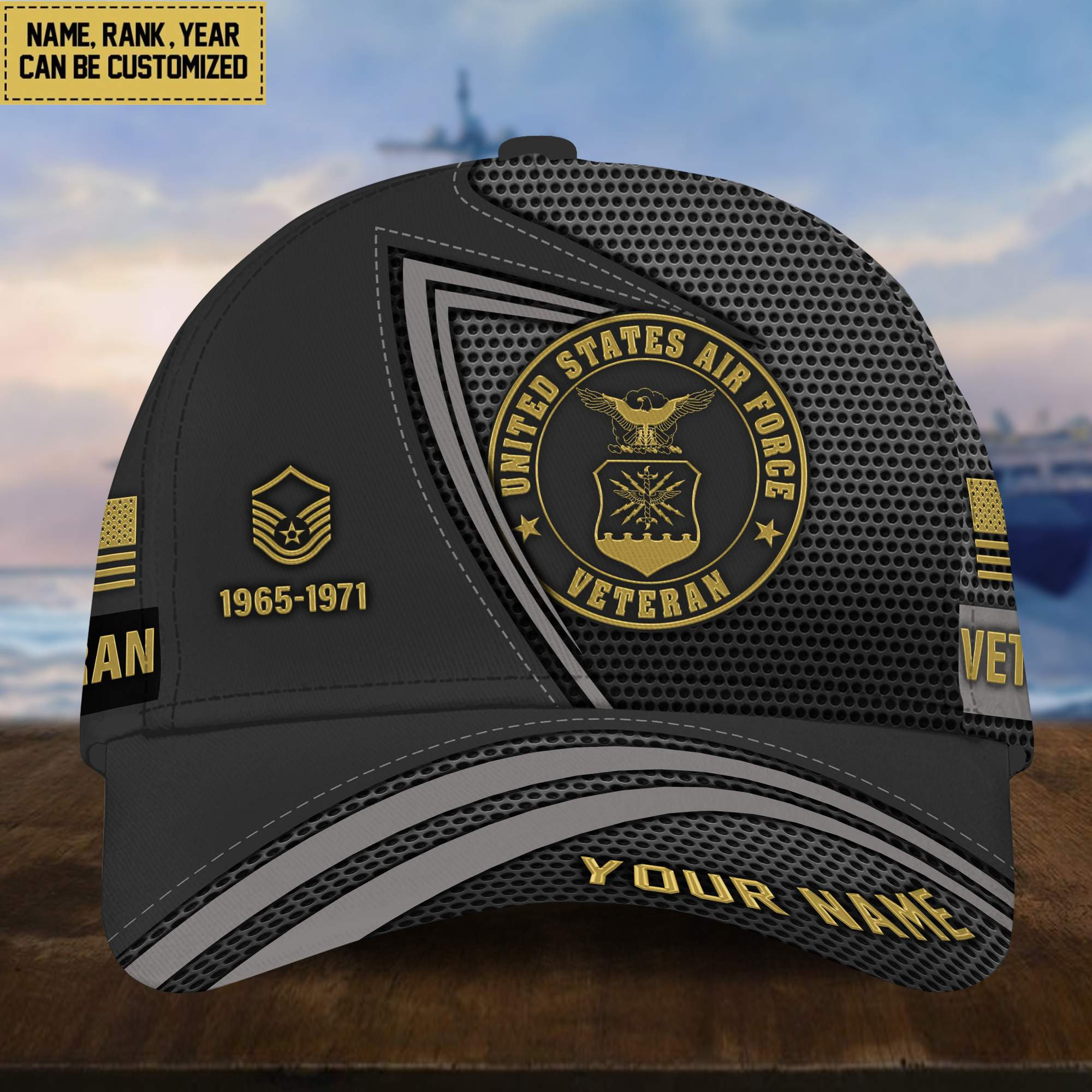 Premium USAF Veteran Cap, Custom Name Rank, Year, Gifts for US Air Force Veteran VPVC003804