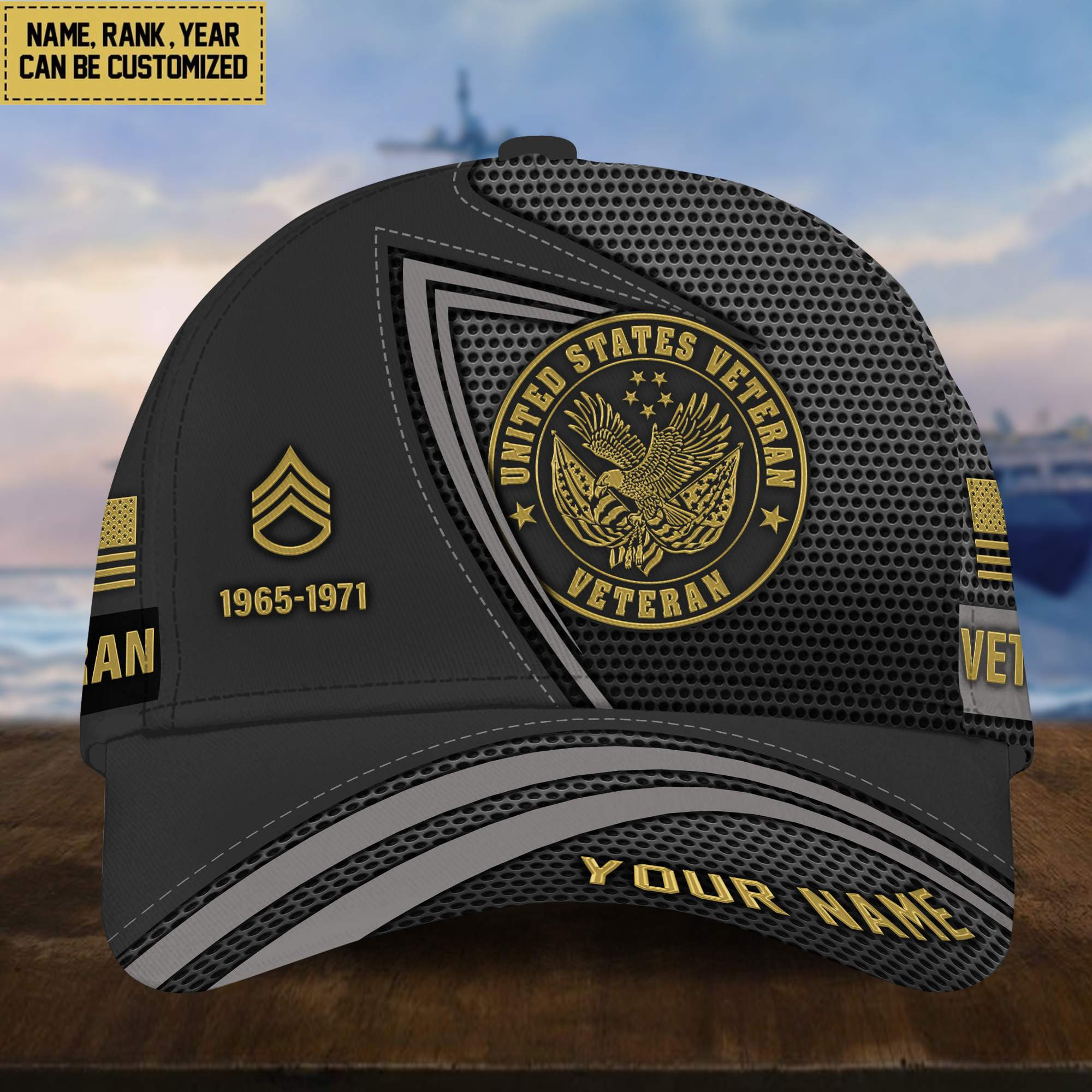 Premium US Veteran Cap, Custom Name Rank, Year, Gifts for US Veteran VPVC003807