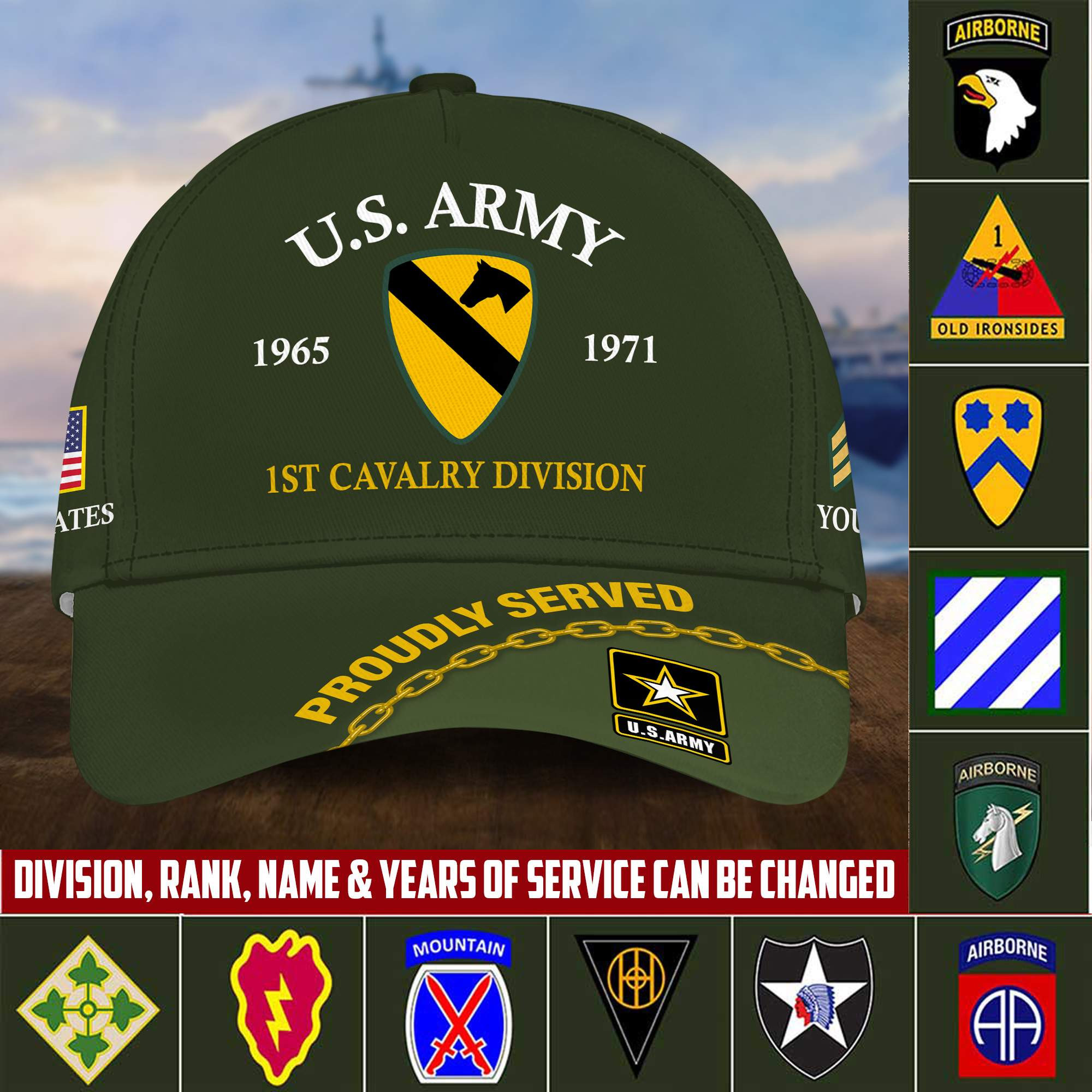 US Army Veteran Cap, Custom Name Rank, Year, Gifts for Army Veteran VPVC003901