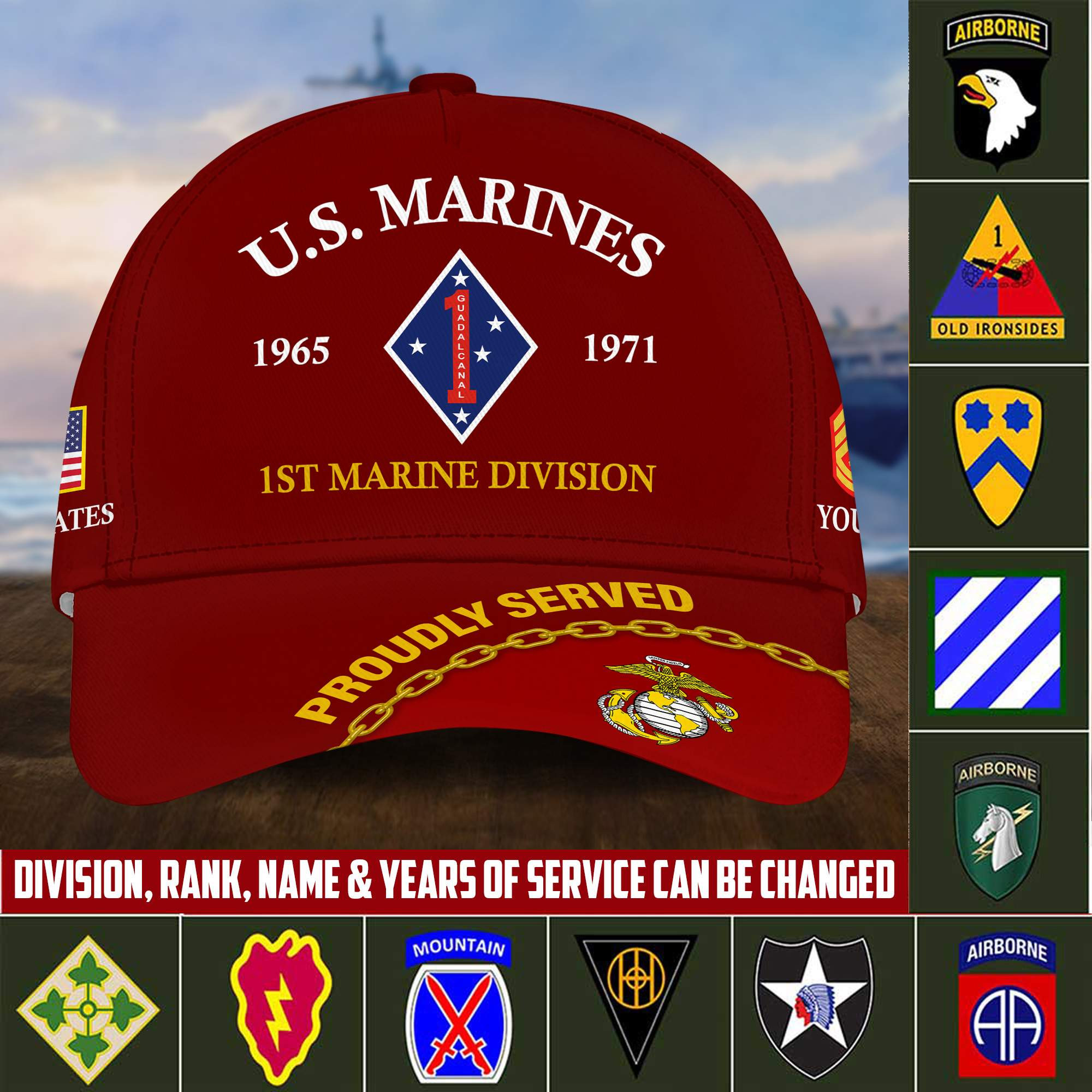 USMC Veteran Cap, Custom Name Rank, Year, Gifts for Marine Veteran VPVC003903