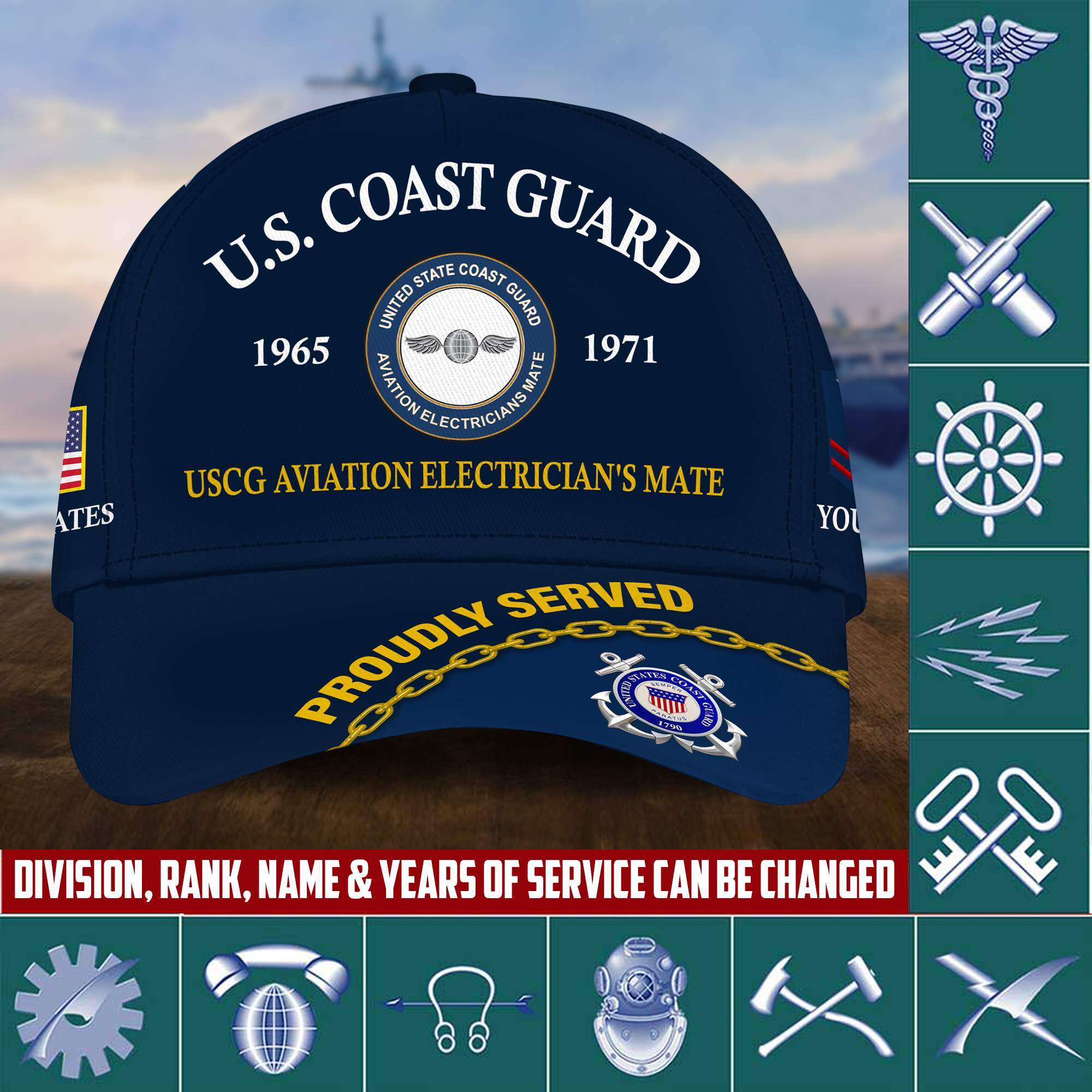 USCG Veteran Cap, Custom Name Rank, Year, Gifts for Coast Guard Veteran VPVC003905