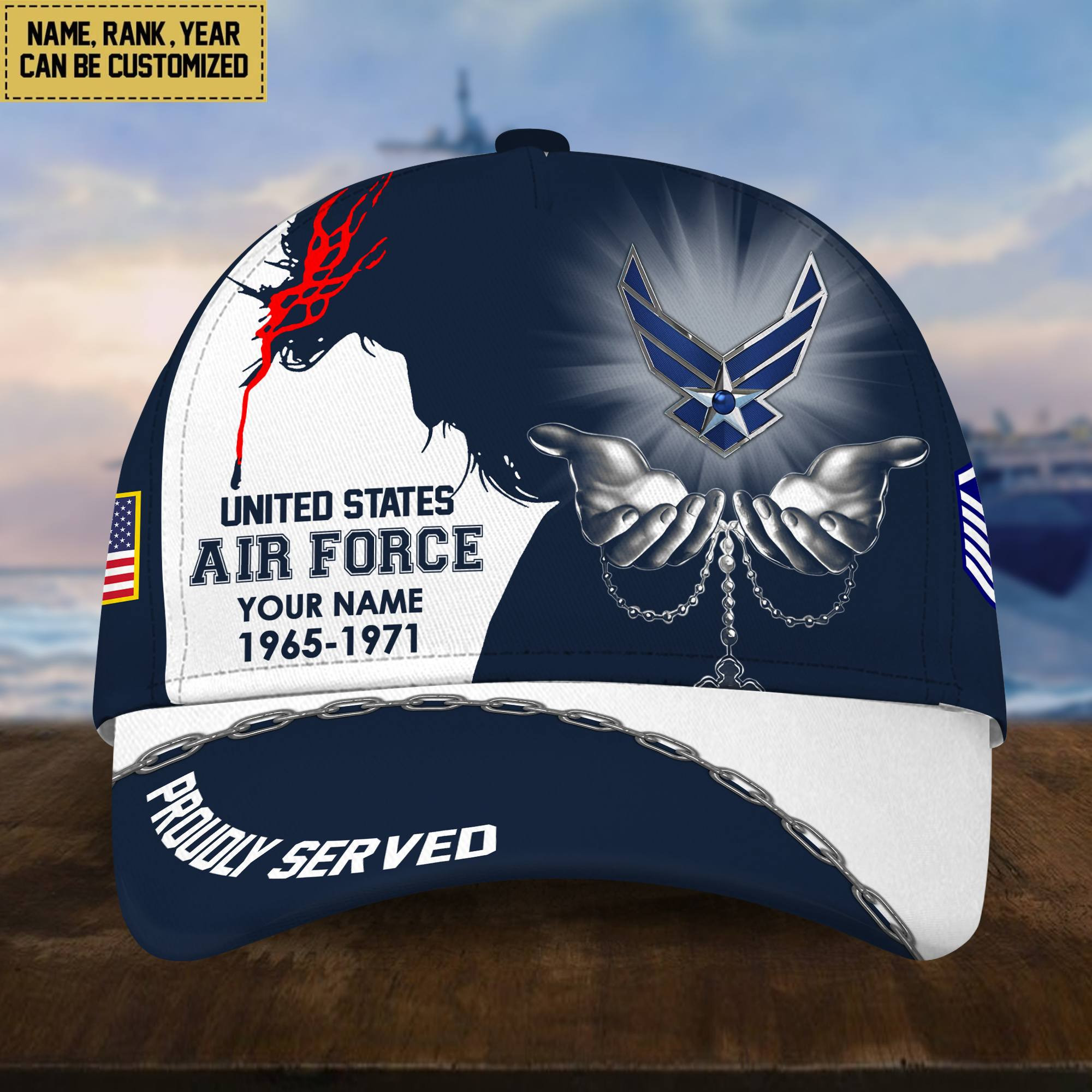 USAF Veteran Cap, Custom Name Rank, Year, Gifts for Air Force Veteran VPVC004004