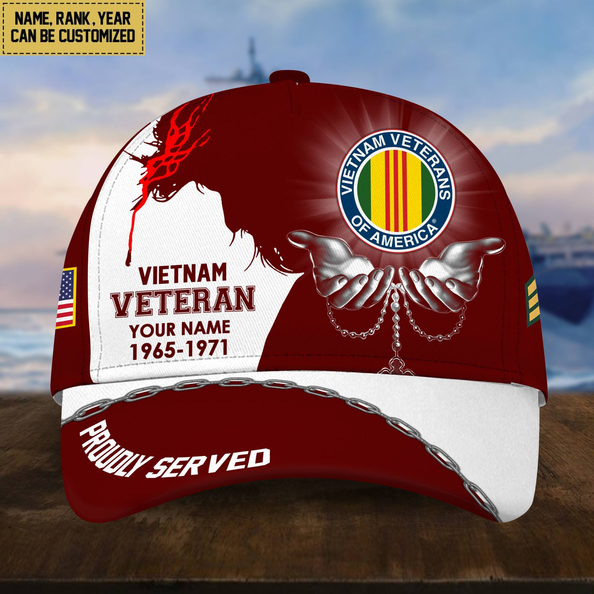 Vietnam Veteran Cap, Custom Name Rank, Year, Gifts for Vietnam Veteran VPVC004006