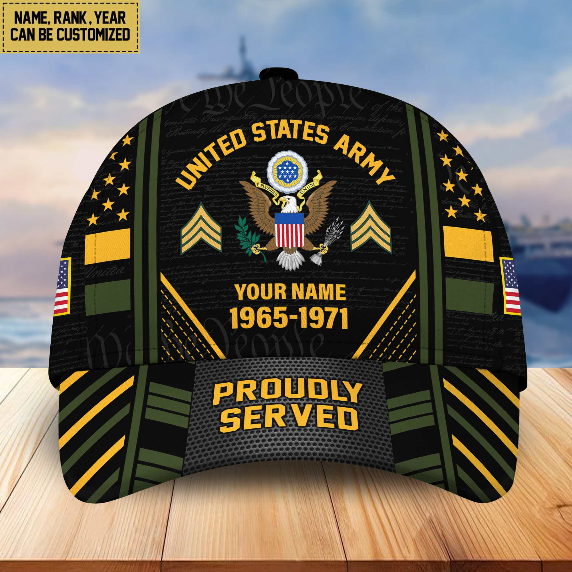 Premium US Army Veteran Custom Cap, Gifts for Army Veteran, Gifts for Dad, Gifts for Husband VPVC004701