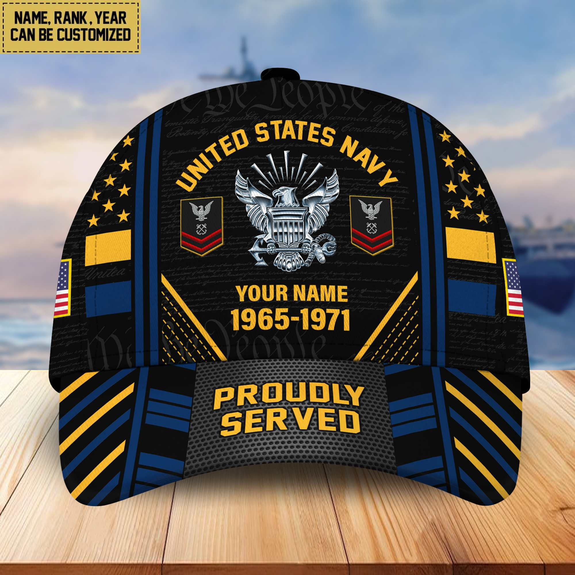 Premium US Navy Veteran Custom Cap, Gifts for Navy Veteran, Gifts for Dad, Gifts for Husband VPVC004702