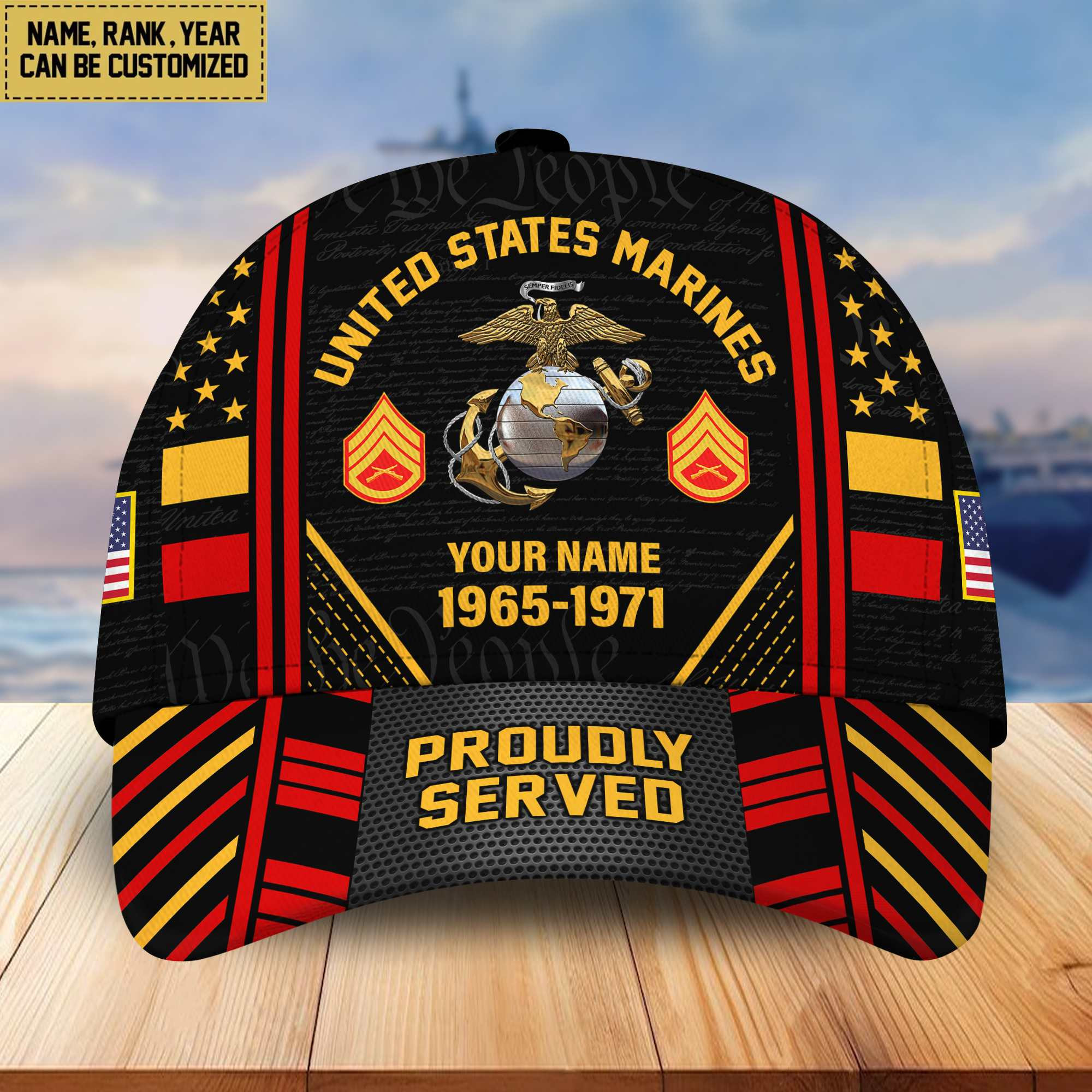 Premium USMC Veteran Custom Cap, Gifts for Marine Veteran, Gifts for Dad, Gifts for Husband VPVC004703
