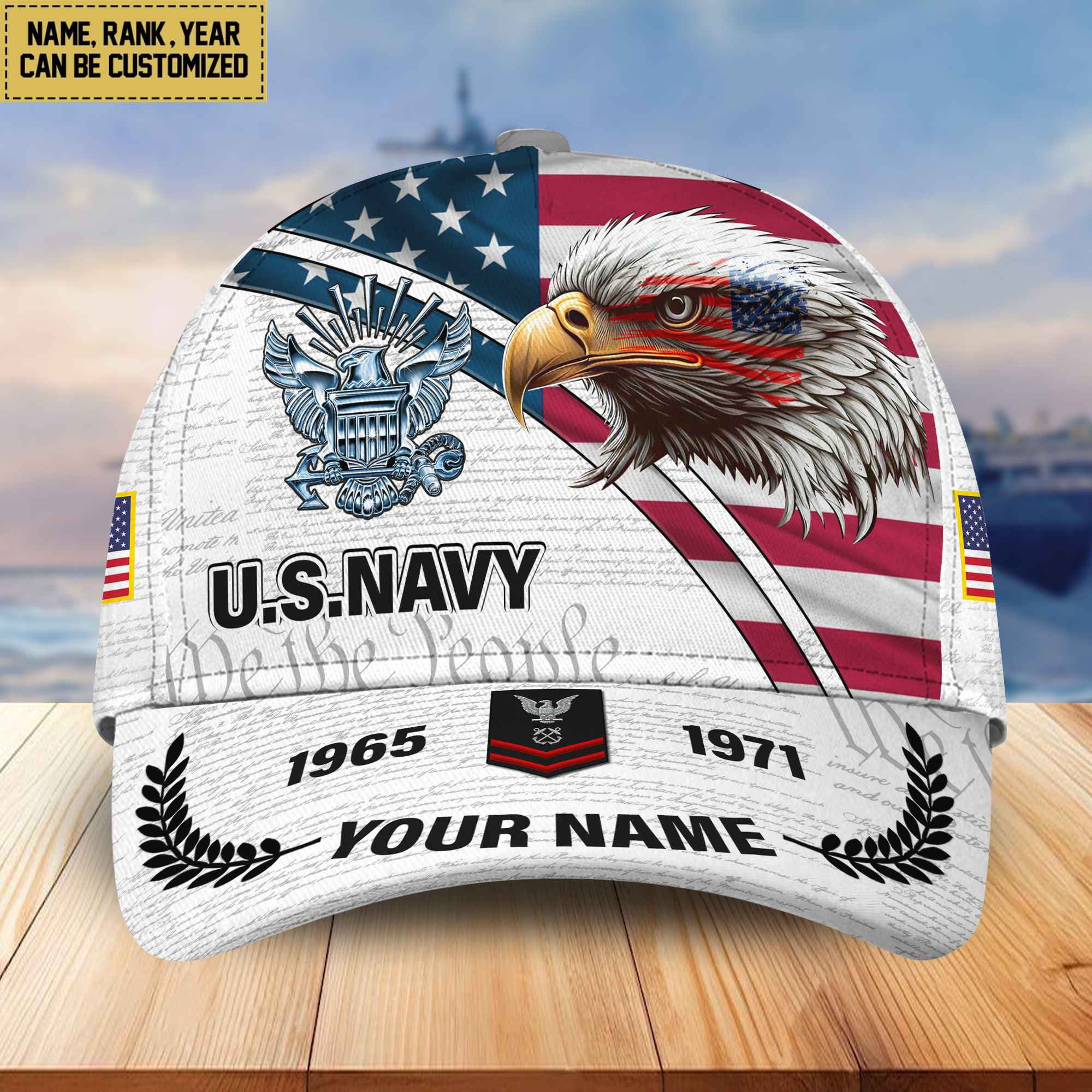 Premium US Navy Veteran Custom Cap, Gifts for Navy Veteran, Gifts for Dad, Gifts for Husband VPVC004802