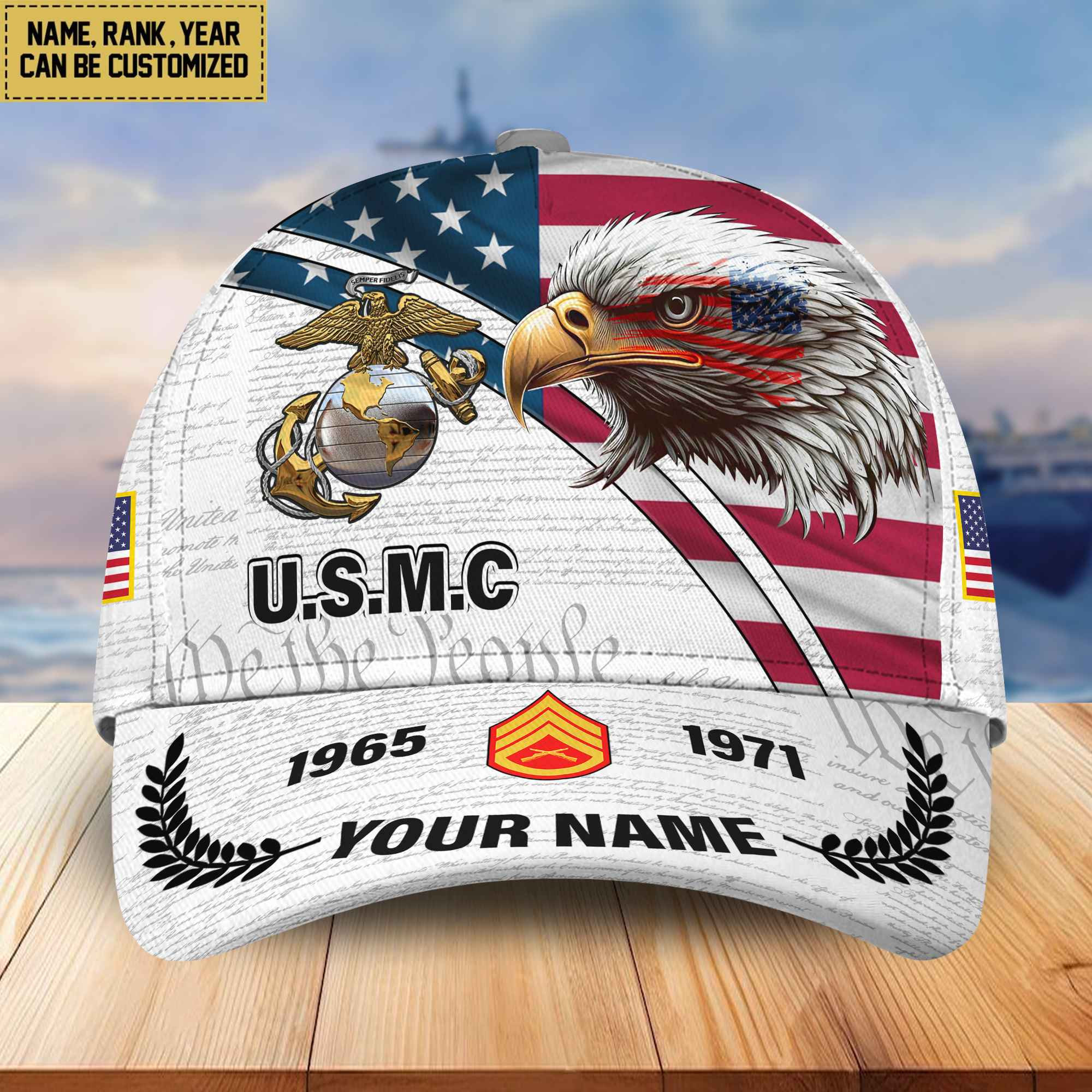 Premium USMC Veteran Custom Cap, Gifts for Marine Veteran, Gifts for Dad, Gifts for Husband VPVC004803
